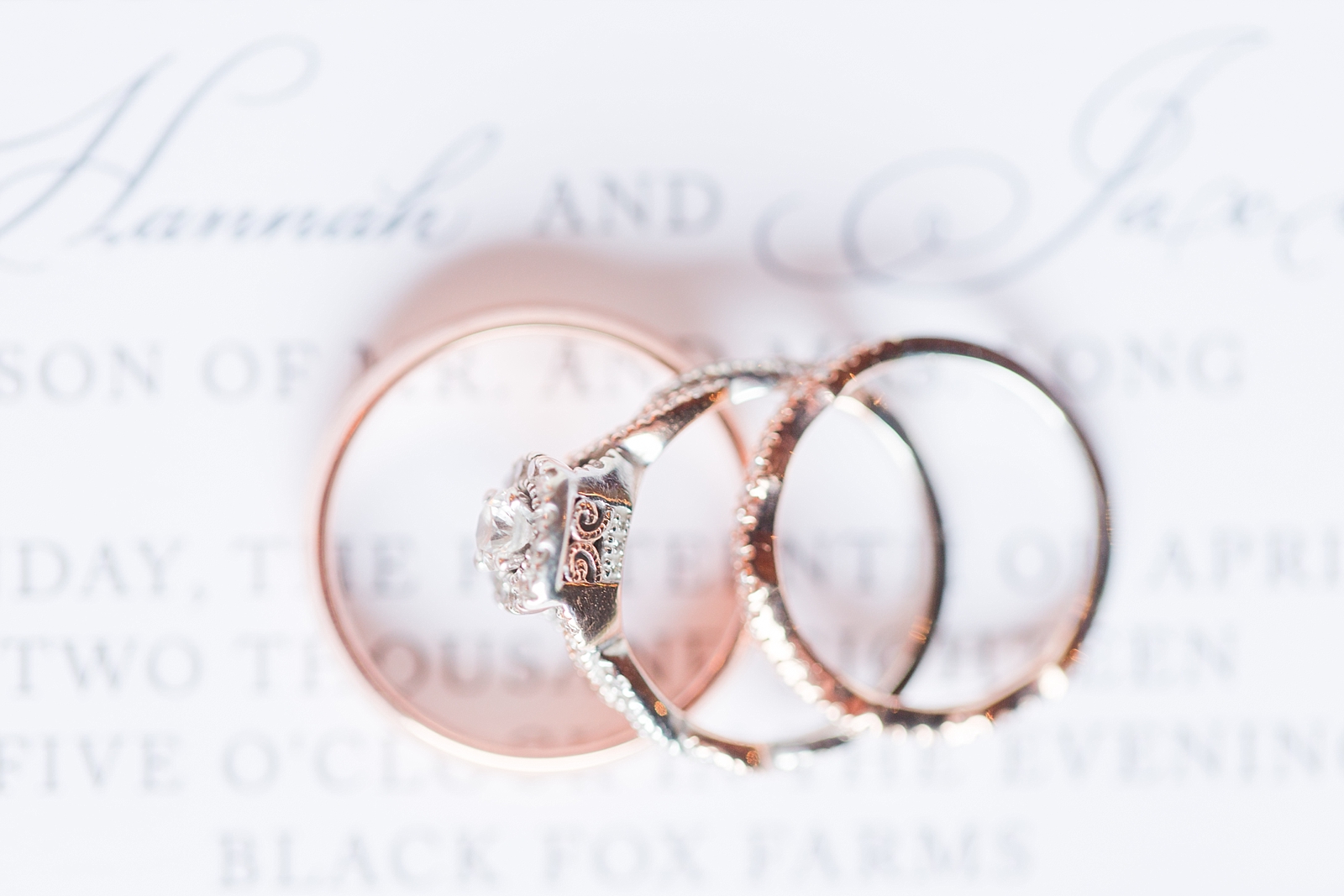 Black Fox Farms Wedding Rings on Invitation Photo