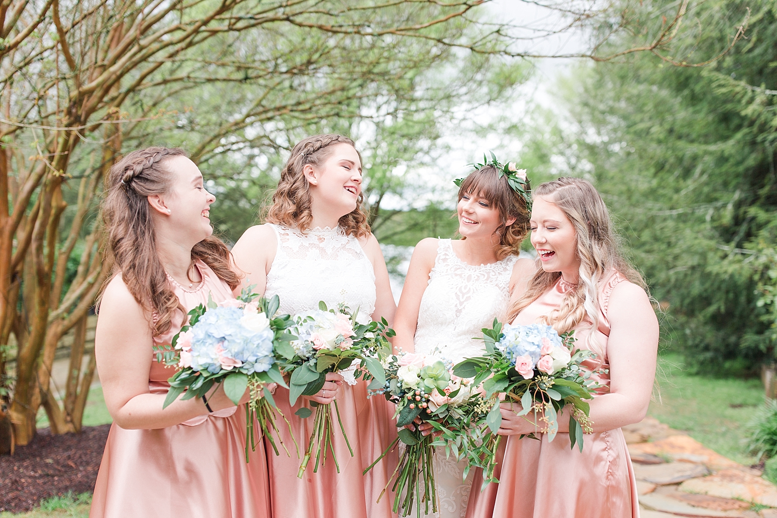 Black Fox Farms Wedding Bride with Sisters Laughing Photo