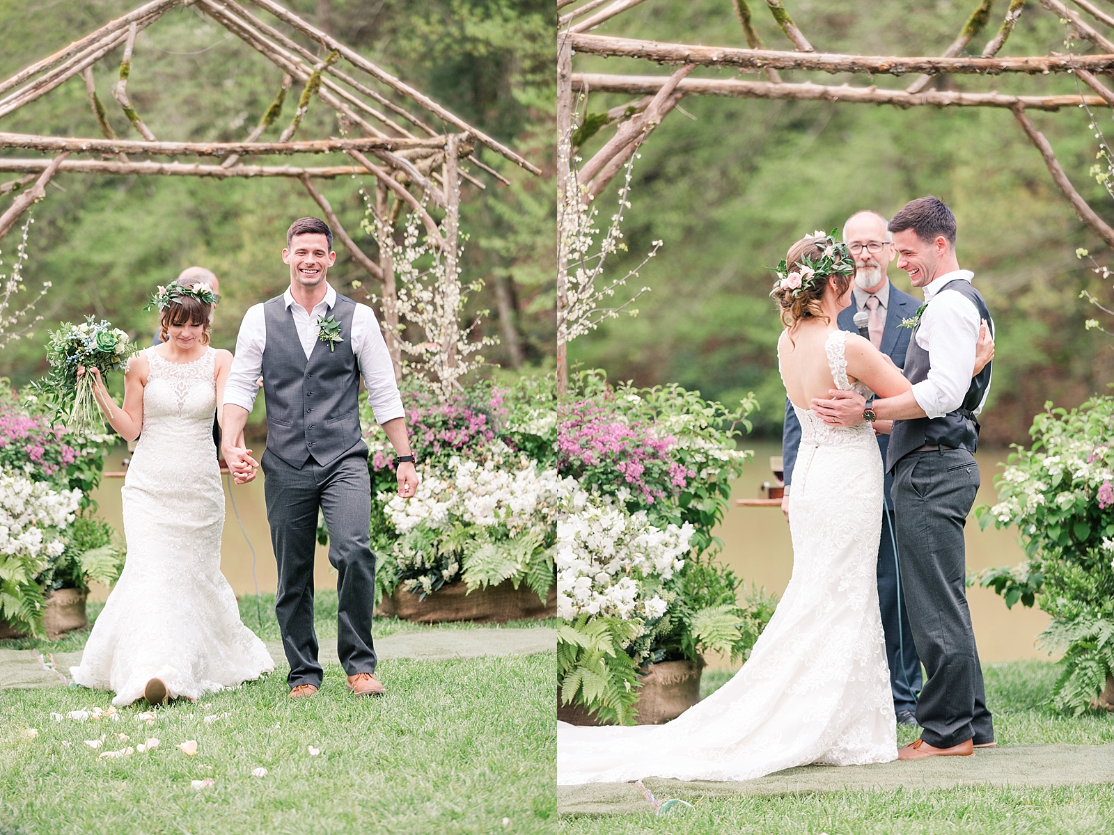Black Fox Farms Wedding Bride and Groom Laughing and Recessional Photos