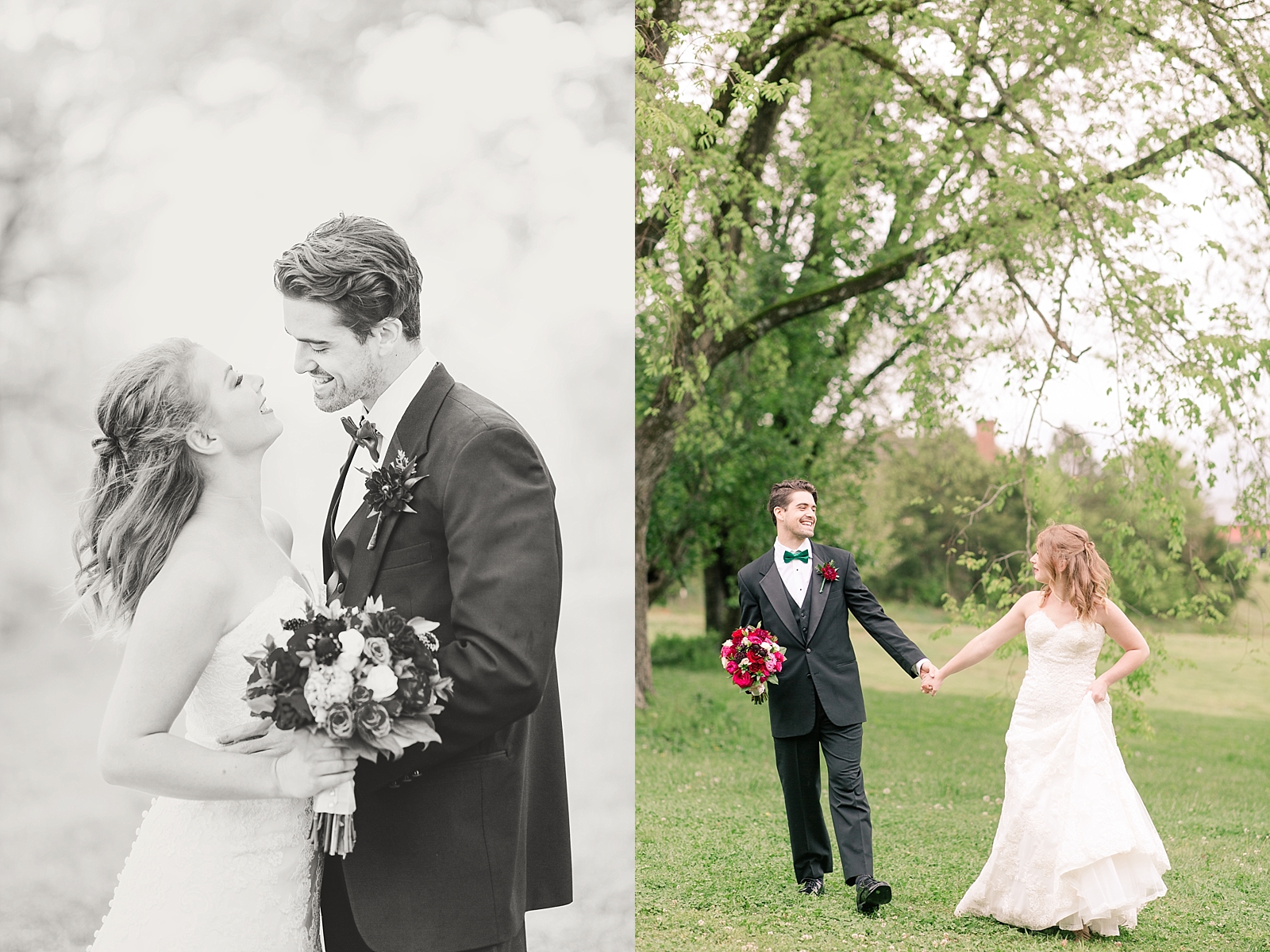 Hiwassee Farm Venue Wedding Bride and Groom Black and White and Walking Photos