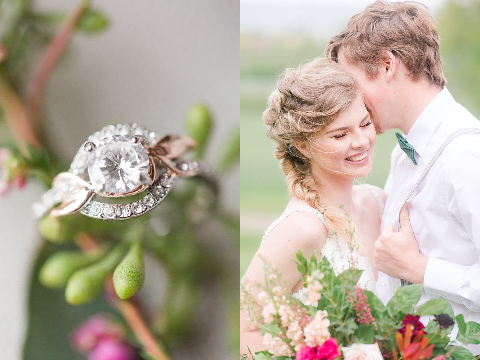 Hiwassee Farm Venue Wedding Ring Detail and Bride and Groom Laughing Photos