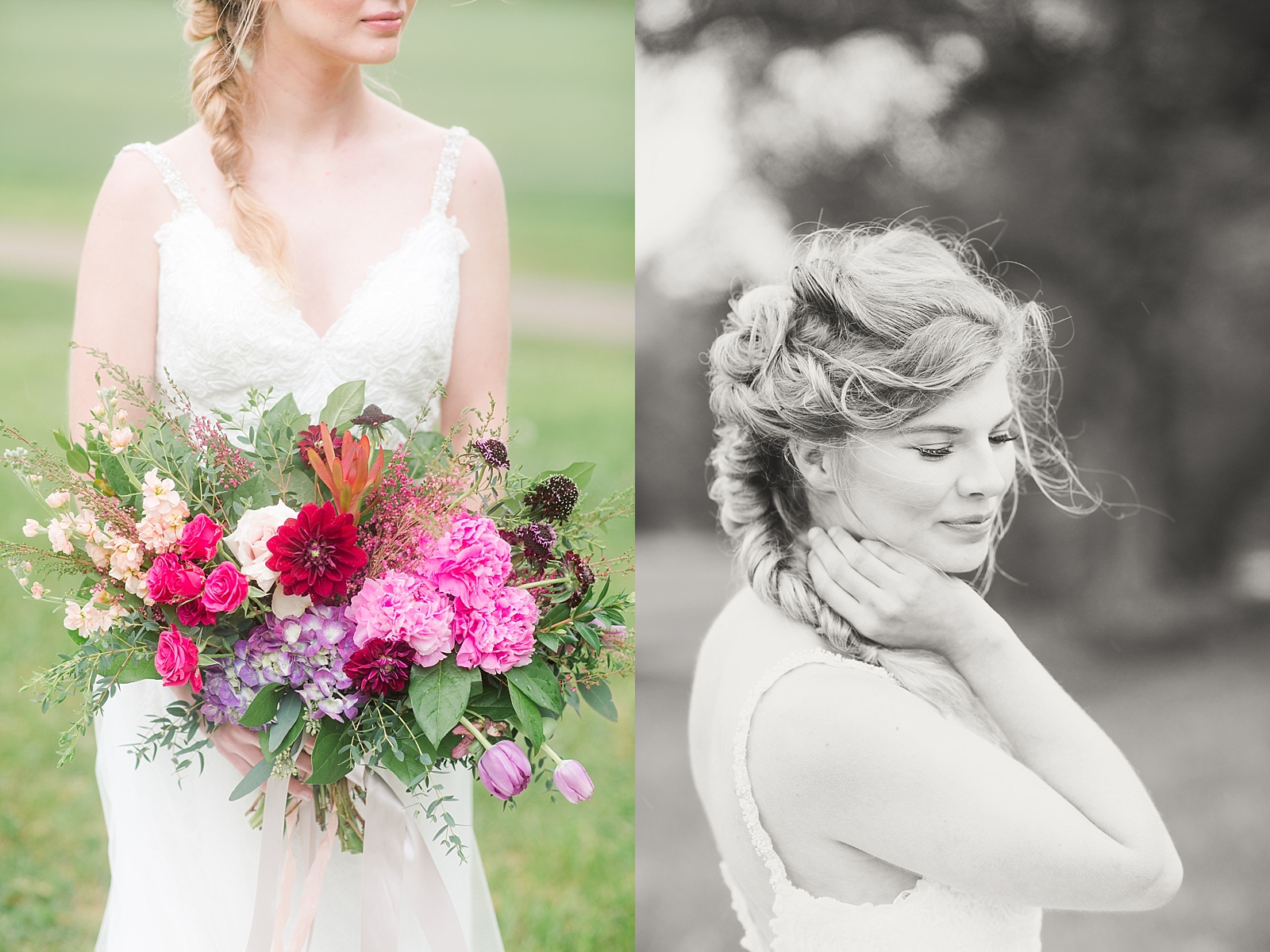 Hiwassee Farm Venue Wedding Bride Bouquet Detail and Bridal Black and White Photos