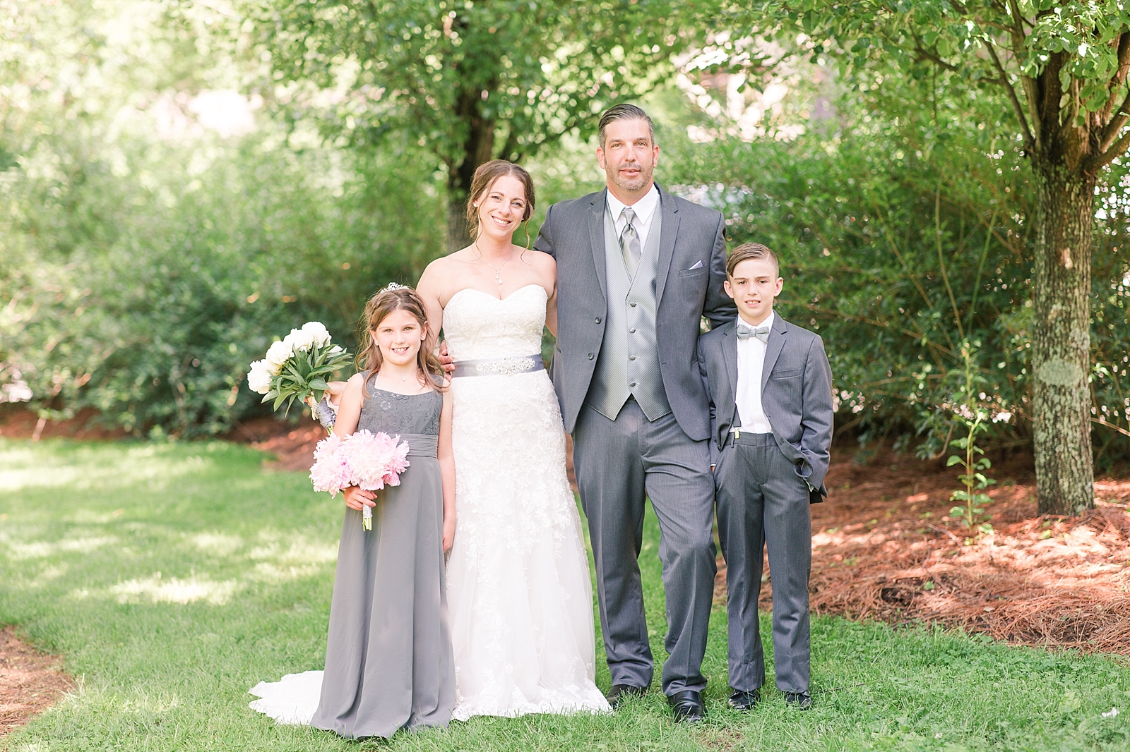 Hawkesdene Wedding Bride and Groom with Kids Photo