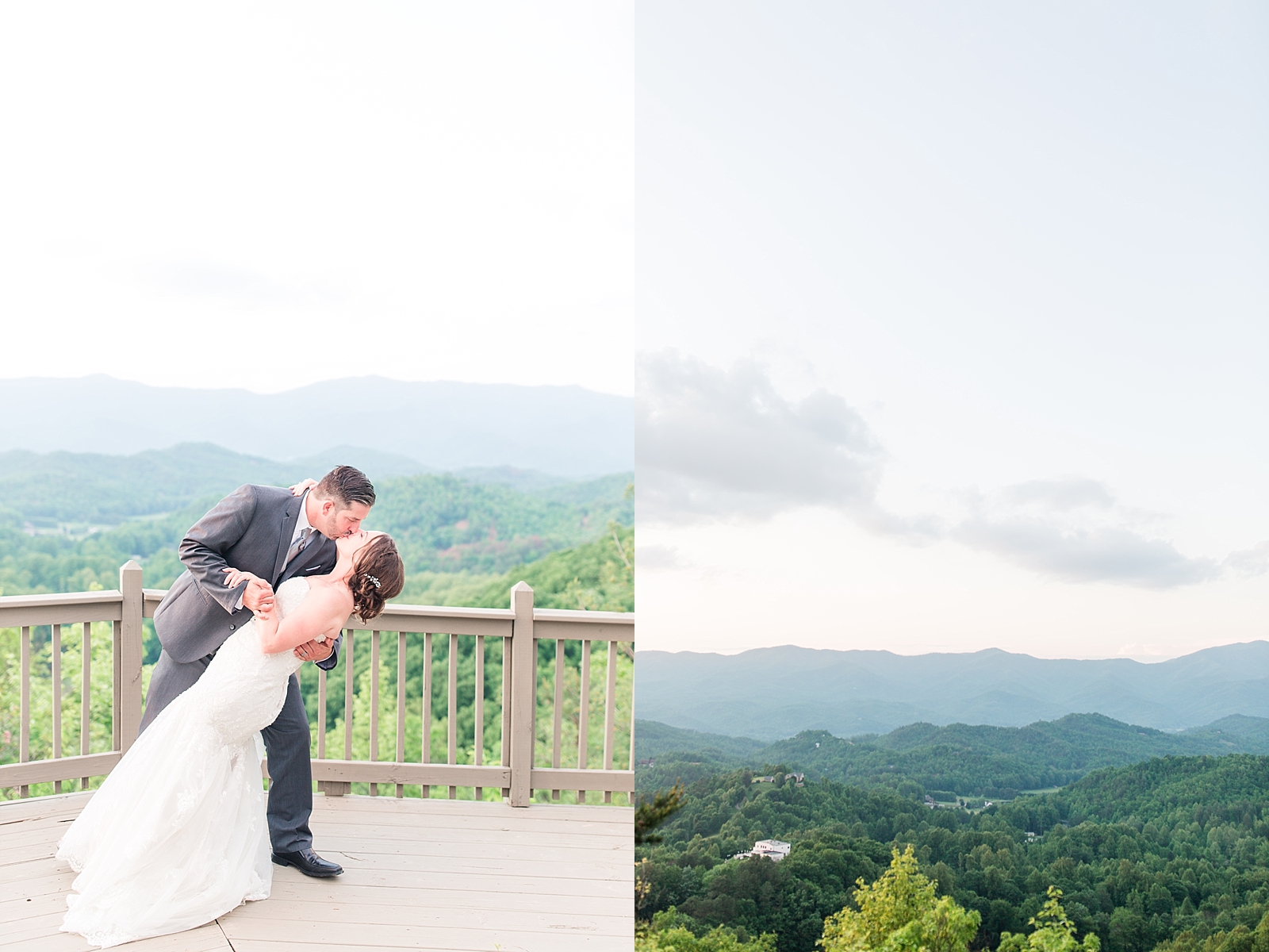 Hawkesdene Wedding Bride and Groom Kissing With View of Mountains Photos