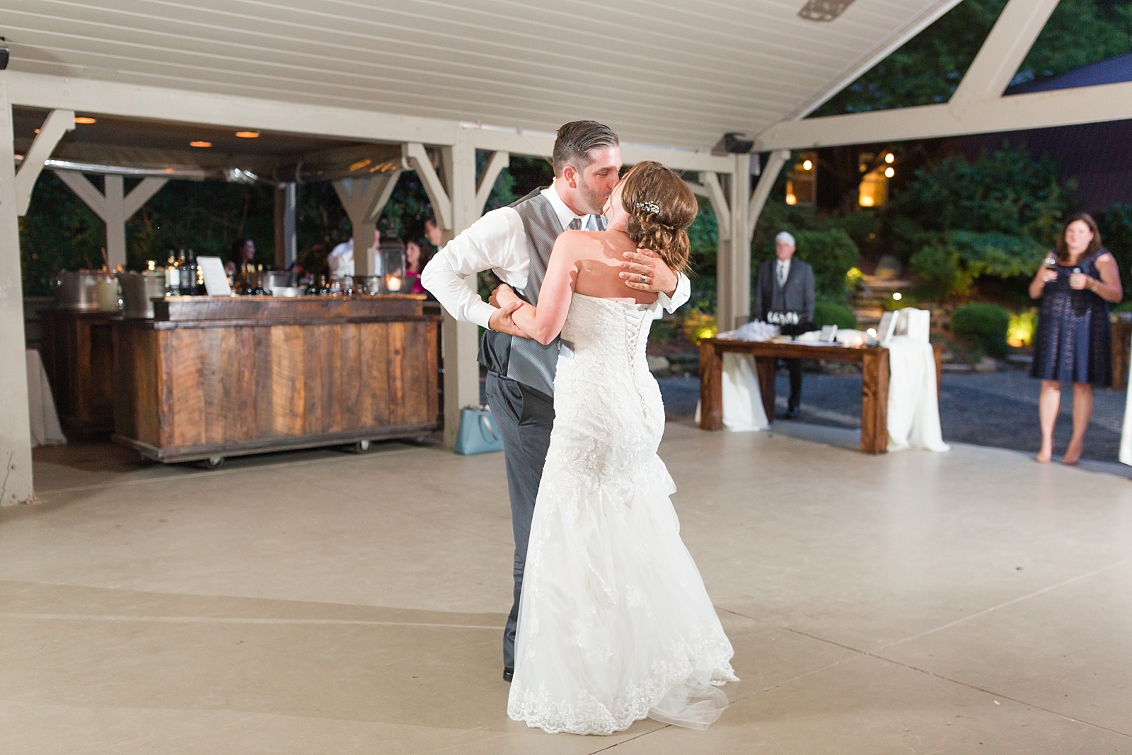 Hawkesdene Wedding Bride and Groom First Dance and Kiss Photo