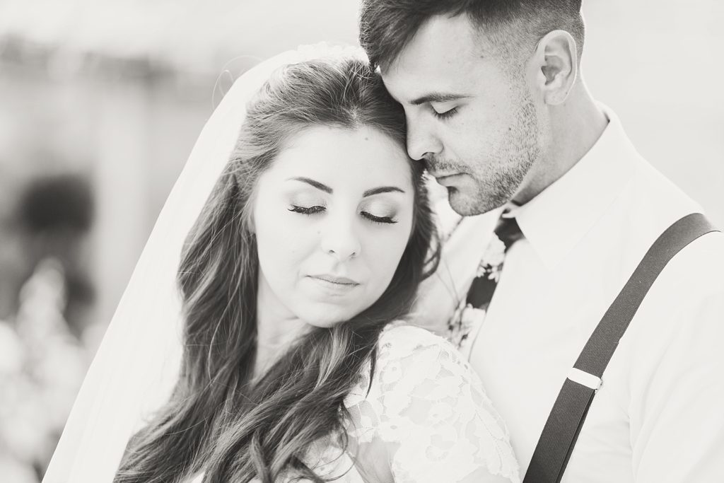 Long Hollow Gardens Wedding Bride and Groom Black and White Photo