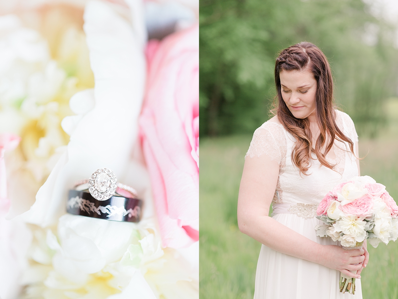 McGuire's Millrace Farm Wedding Ring Detail and Bridal portrait Photos