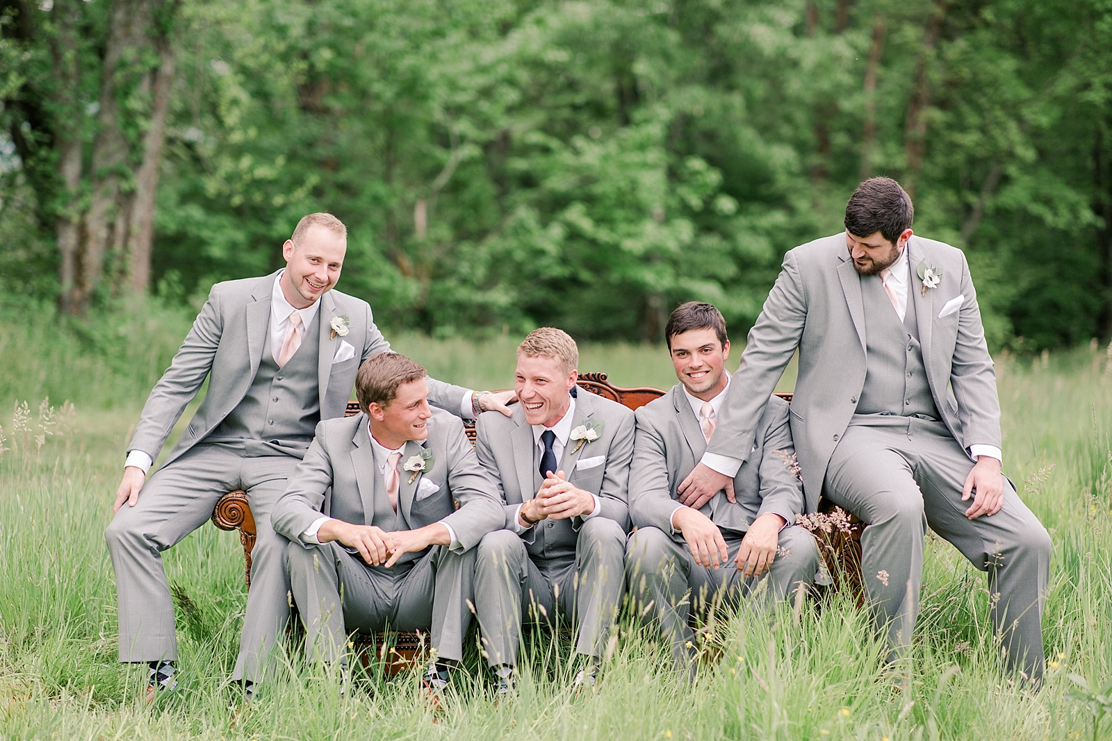 McGuire's Millrace Farm Wedding Groomsmen Laughing Photo