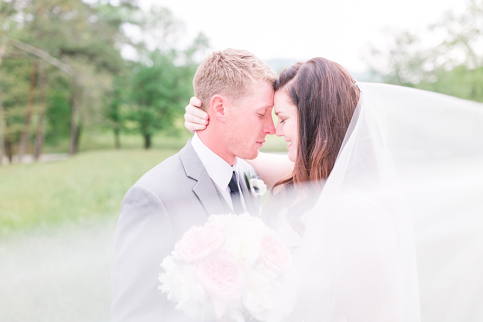 McGuire's Millrace Farm Wedding Bride and Groom Veil Photo