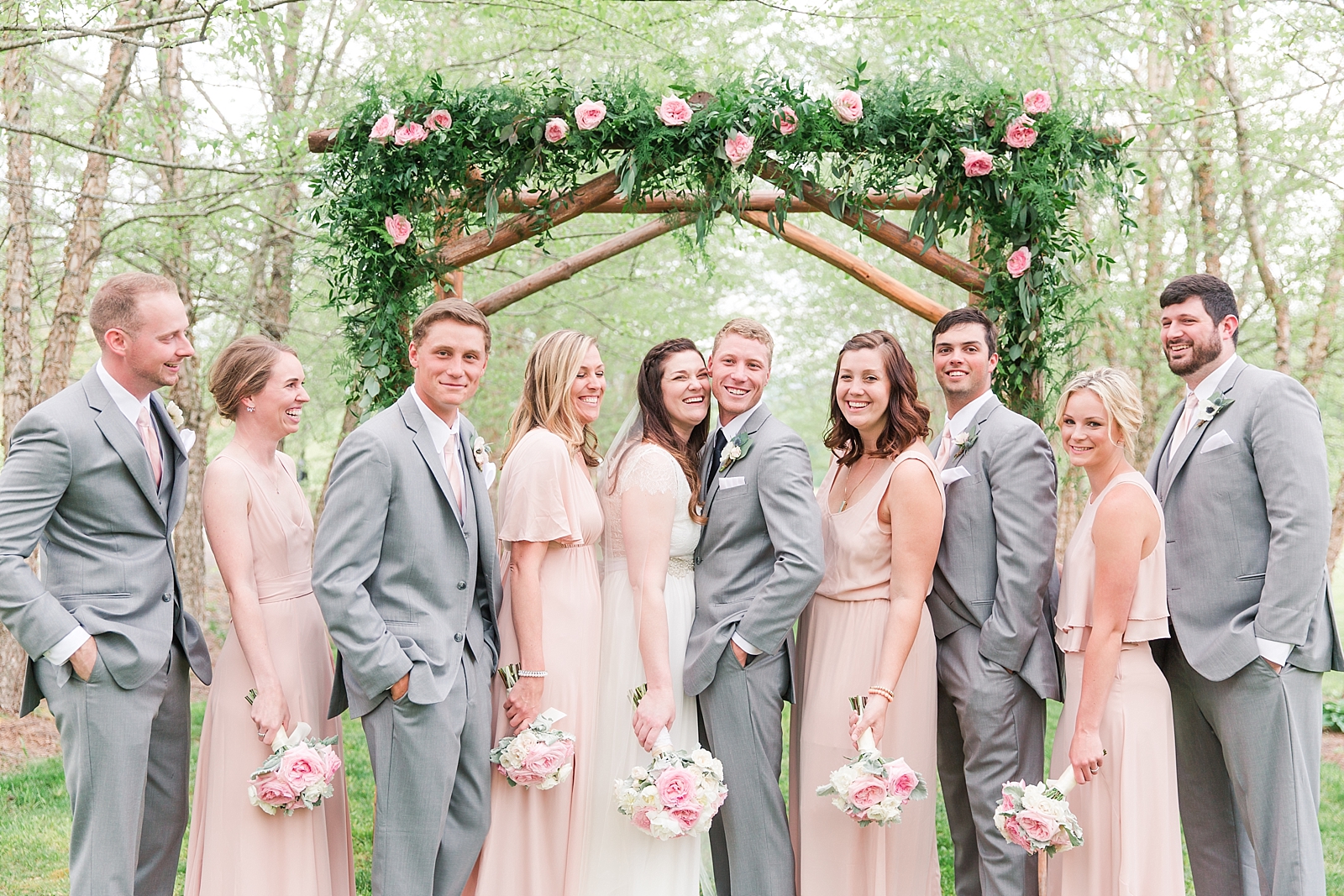 McGuire's Millrace Farm Wedding Bridal Party Laughing Photo