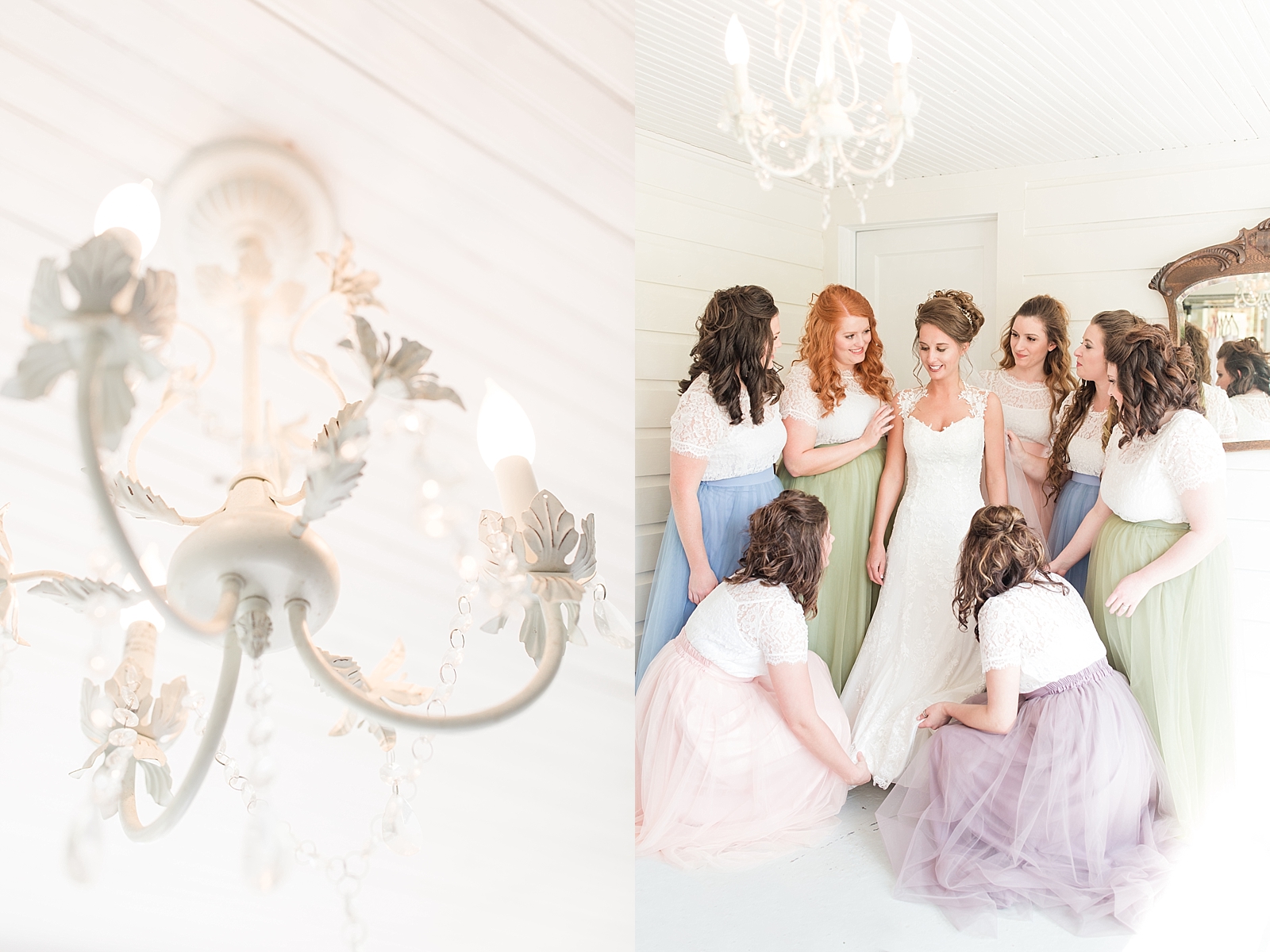 Payne Meadows Wedding Chandelier and Bridal Party Photos