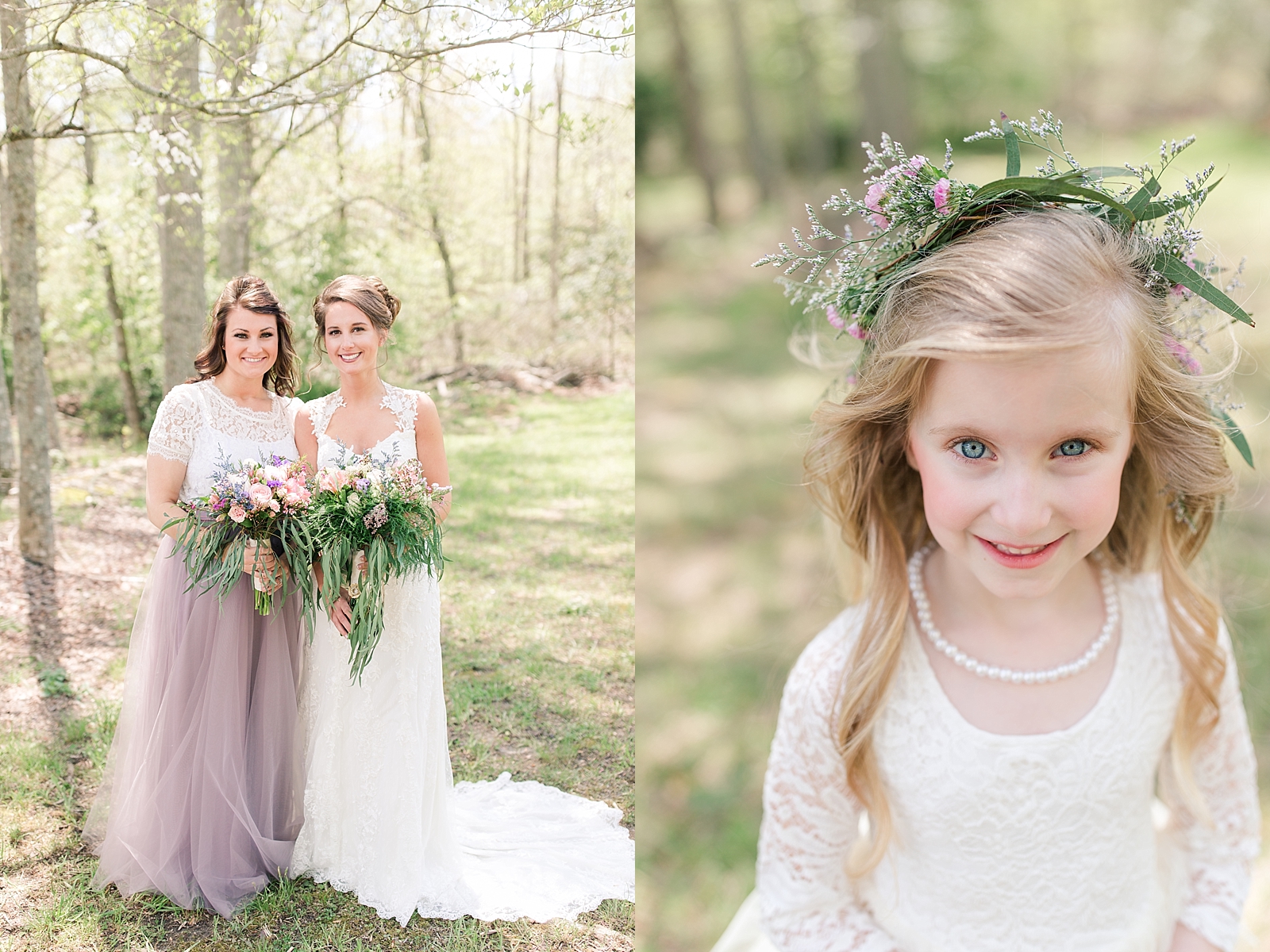 Payne Meadows Wedding Bride with Maid of Honor and Flower Girl Photos