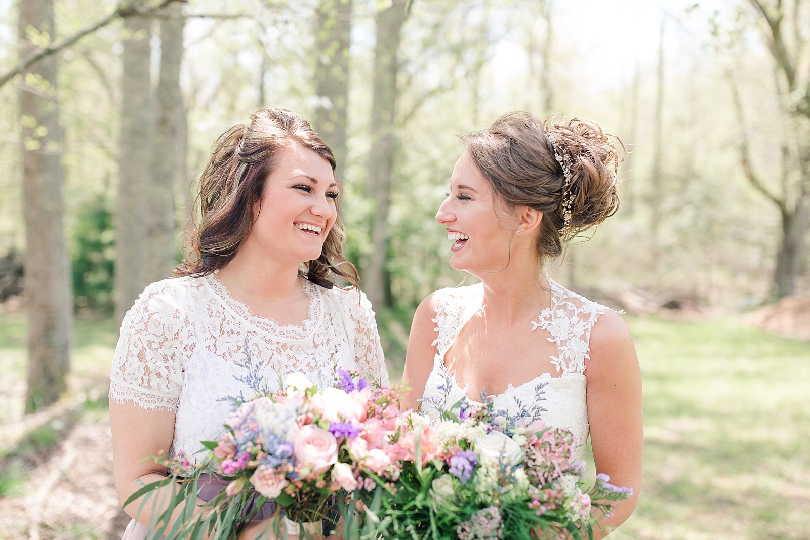 Payne Meadows Wedding Bride and Maid of Honor Laughing Photo
