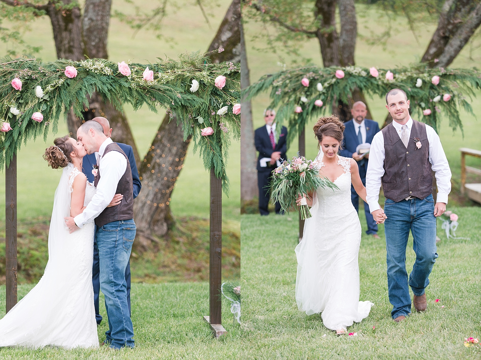 Payne Meadows Wedding Bride and Groom First Kiss and Exit Photos