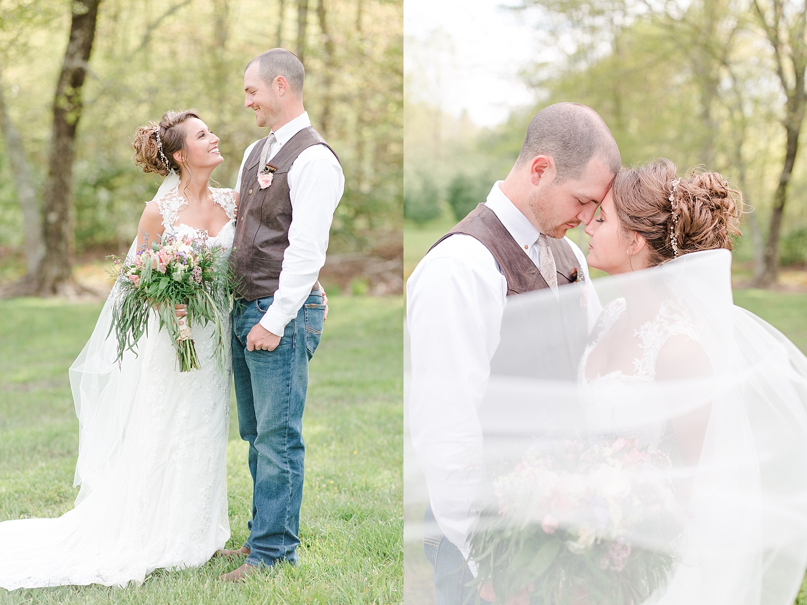 Payne Meadows Wedding Bride and Groom Veil Photos