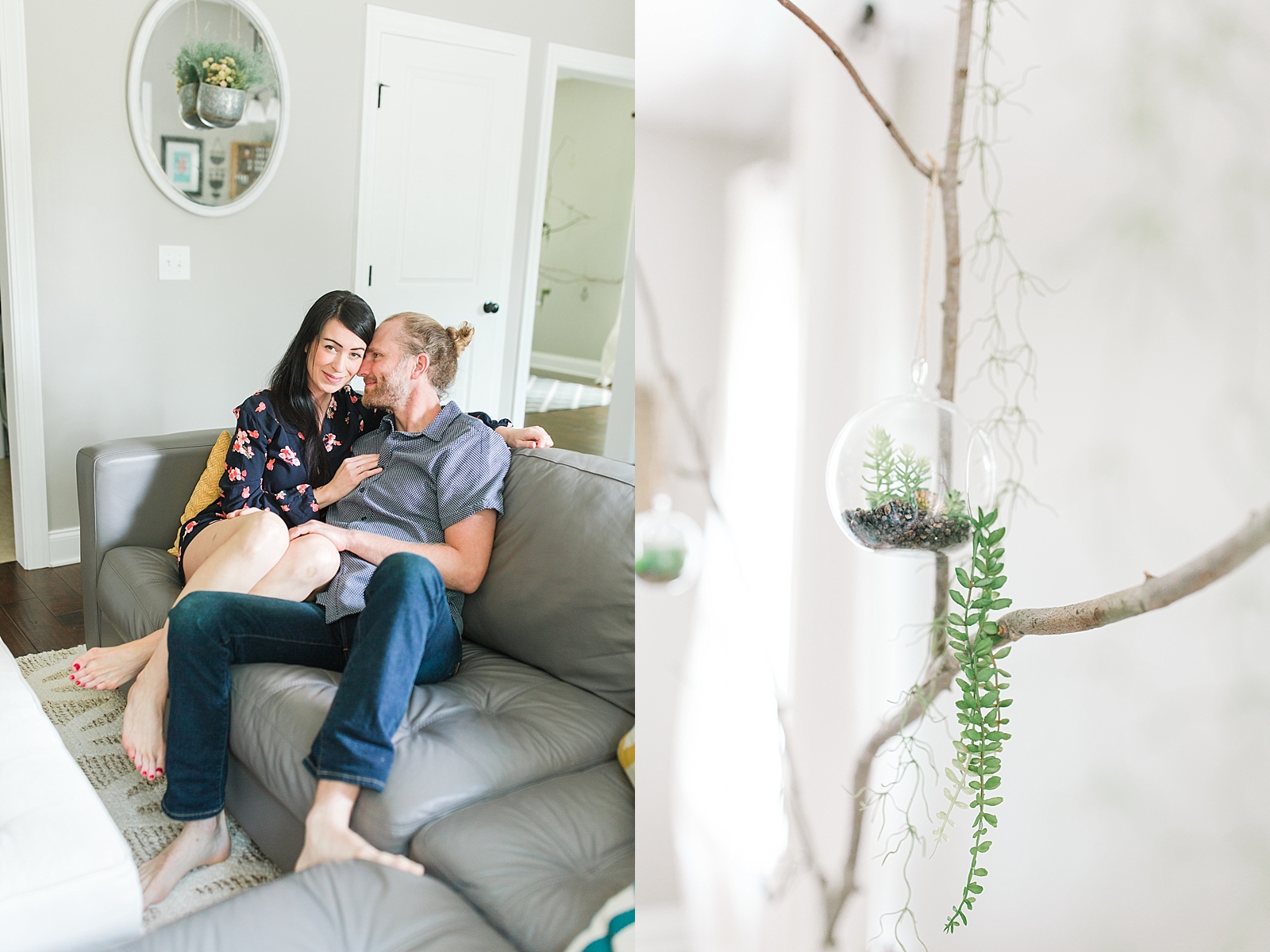 Charleston Lifestyle Session Couple Snuggling on Couch and Home Detail Photos