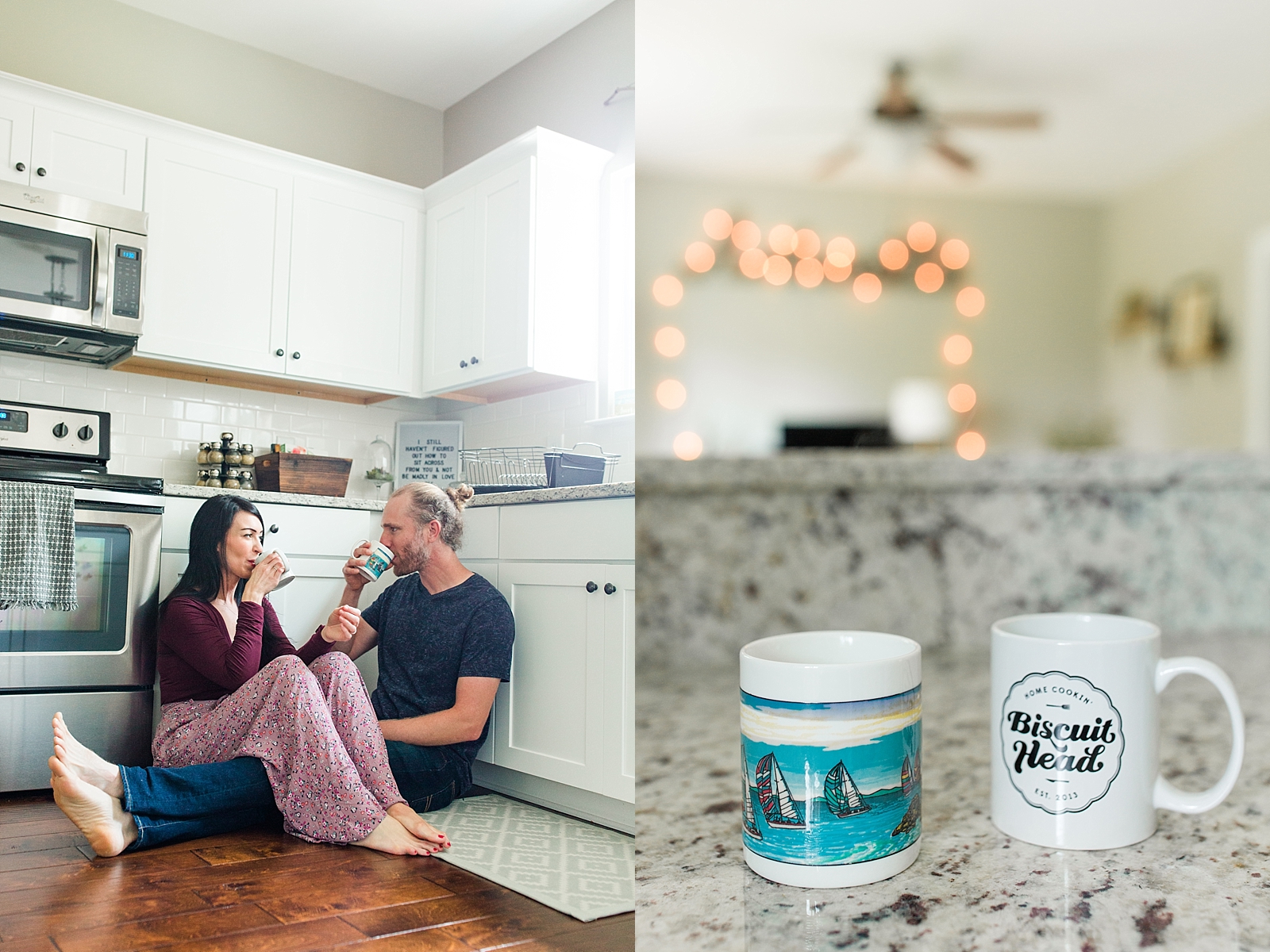 Charleston Lifestyle Session Drinking Coffee in the Kitchen and Coffee Mugs Photos