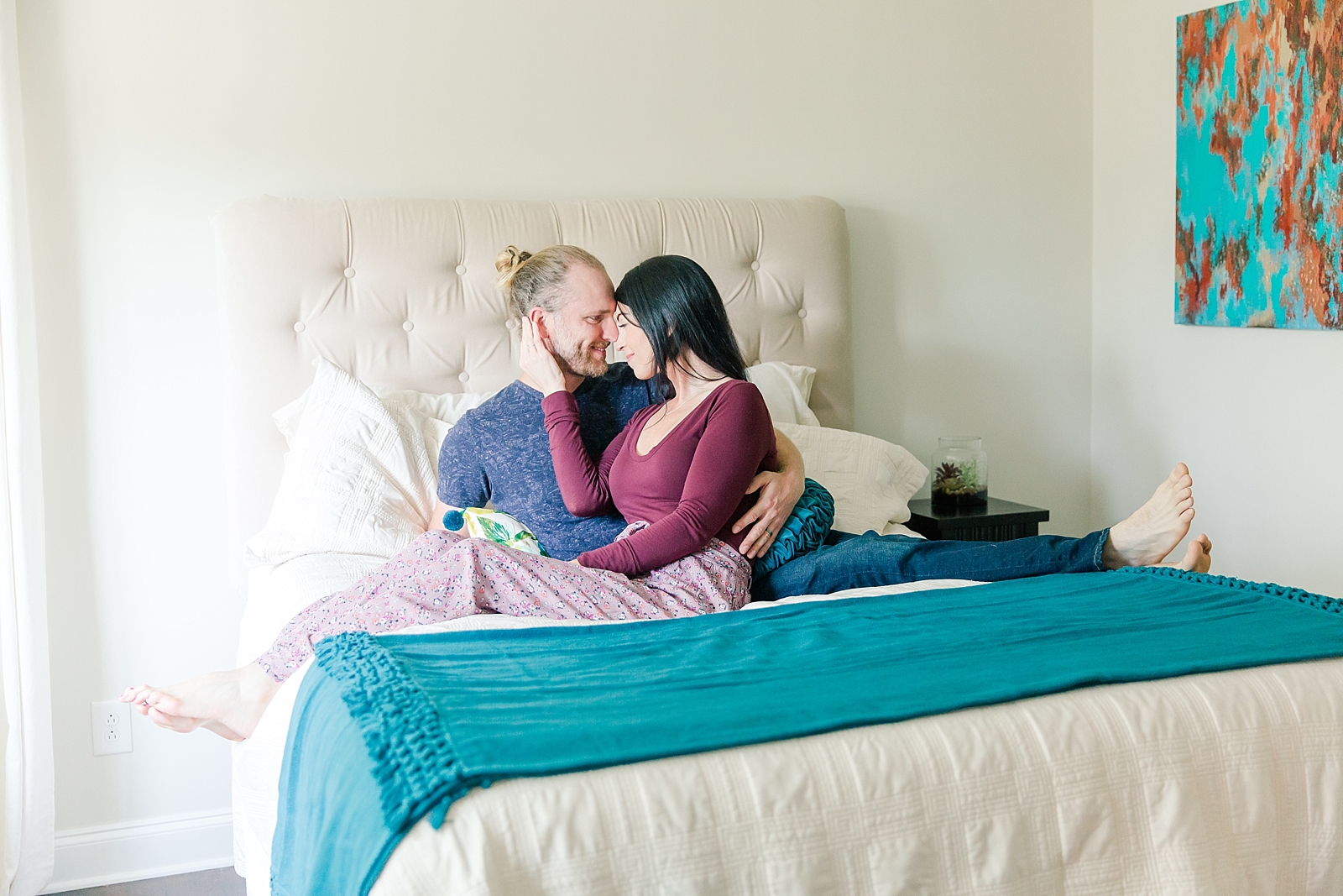 Charleston Lifestyle Session Couple in Bedroom Photo