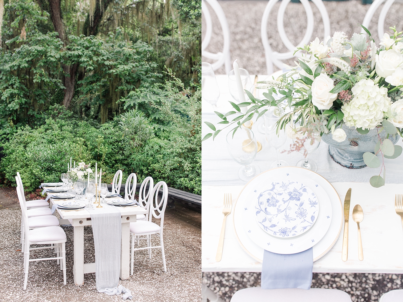 Magnolia Plantation Wedding Reception Table Scape Detail Photos