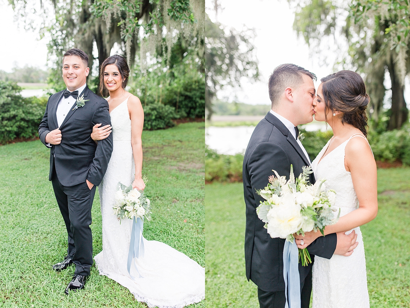 Magnolia Plantation Wedding Bride and Groom Kissing Photos