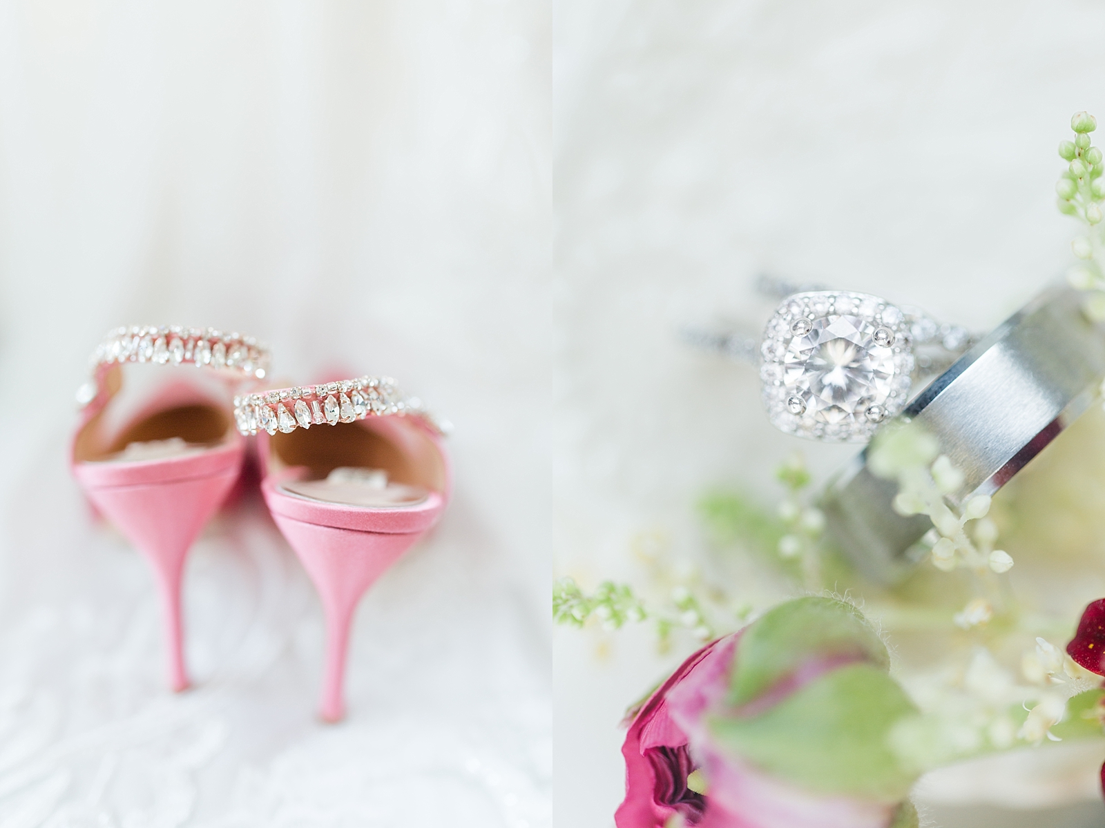 Beaufort South Carolina Wedding bridal heels with rhinestone ankle strap and wedding rings detail Photos