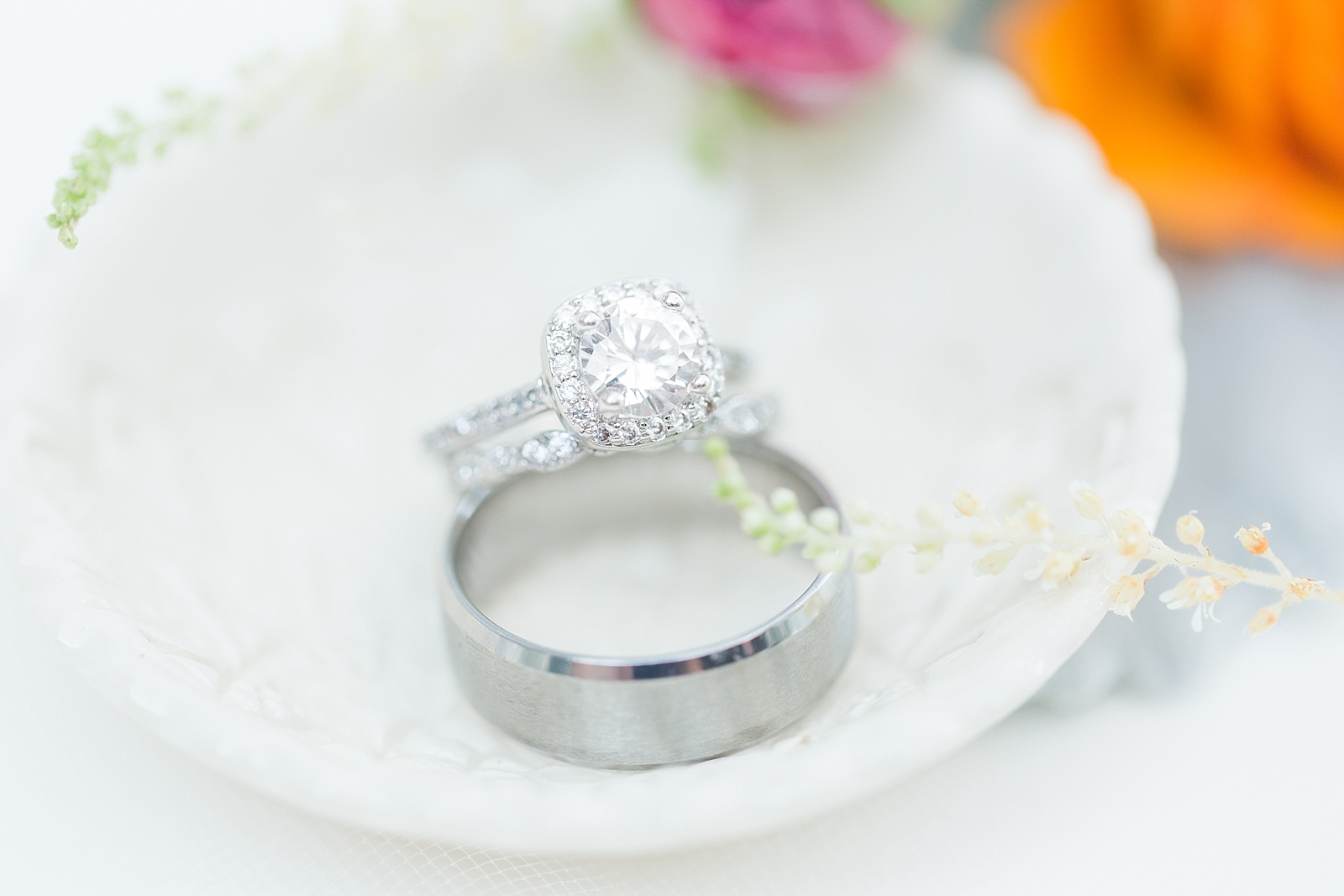 Beaufort South Carolina Wedding wedding rings in white dish detail Photo