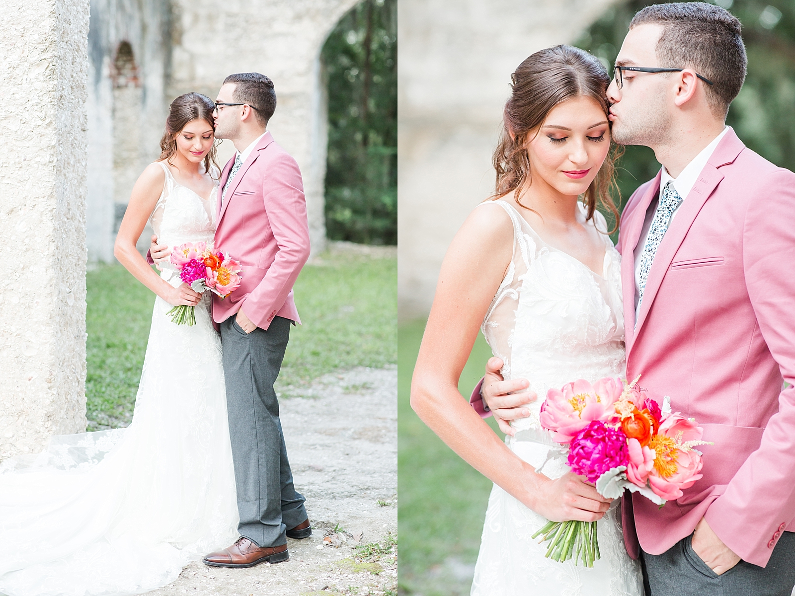 Beaufort South Carolina Wedding groom kissing bride on forehead Photos