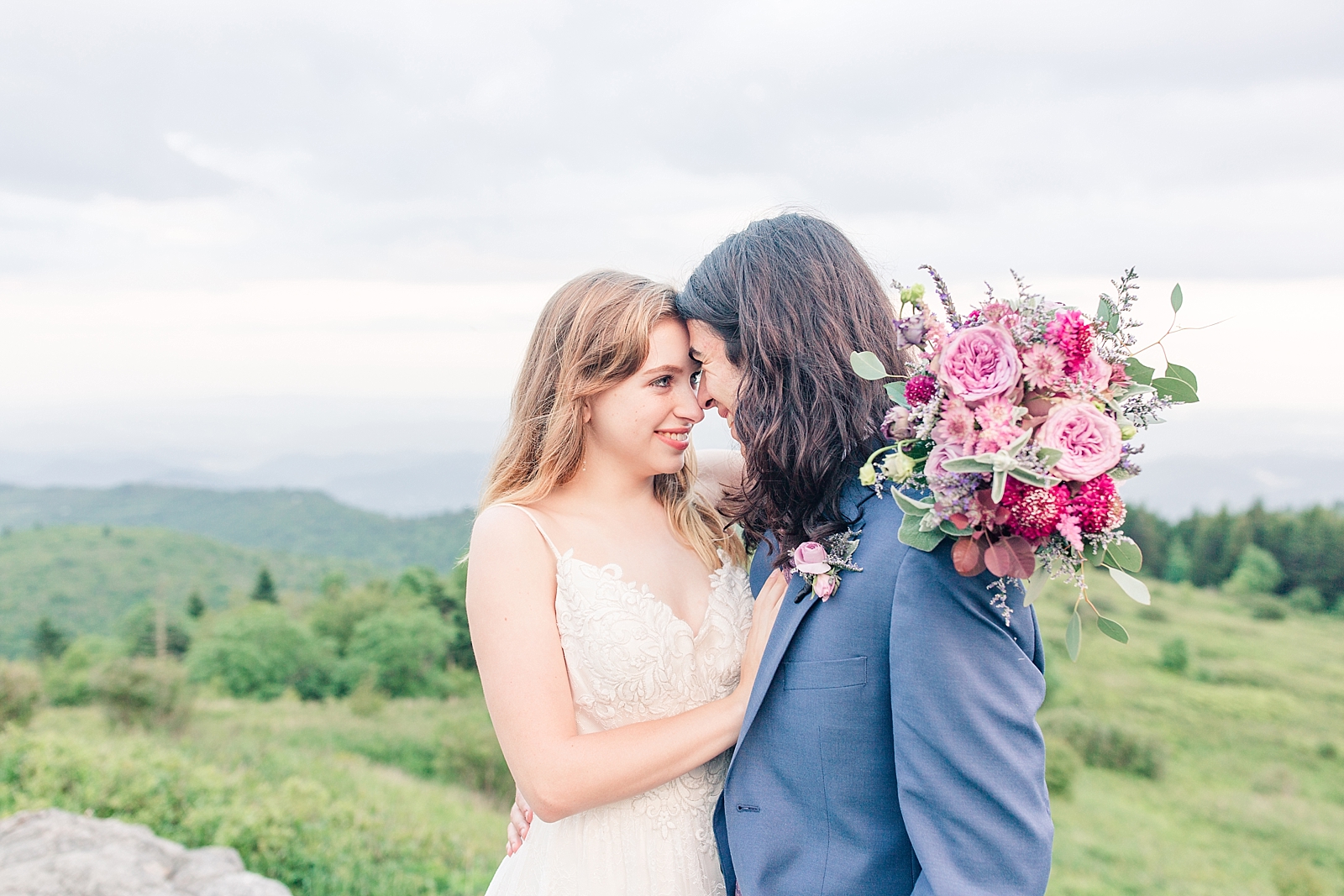 Black Balsam Knob Elopement Andrew and Emma nose to nose Photo
