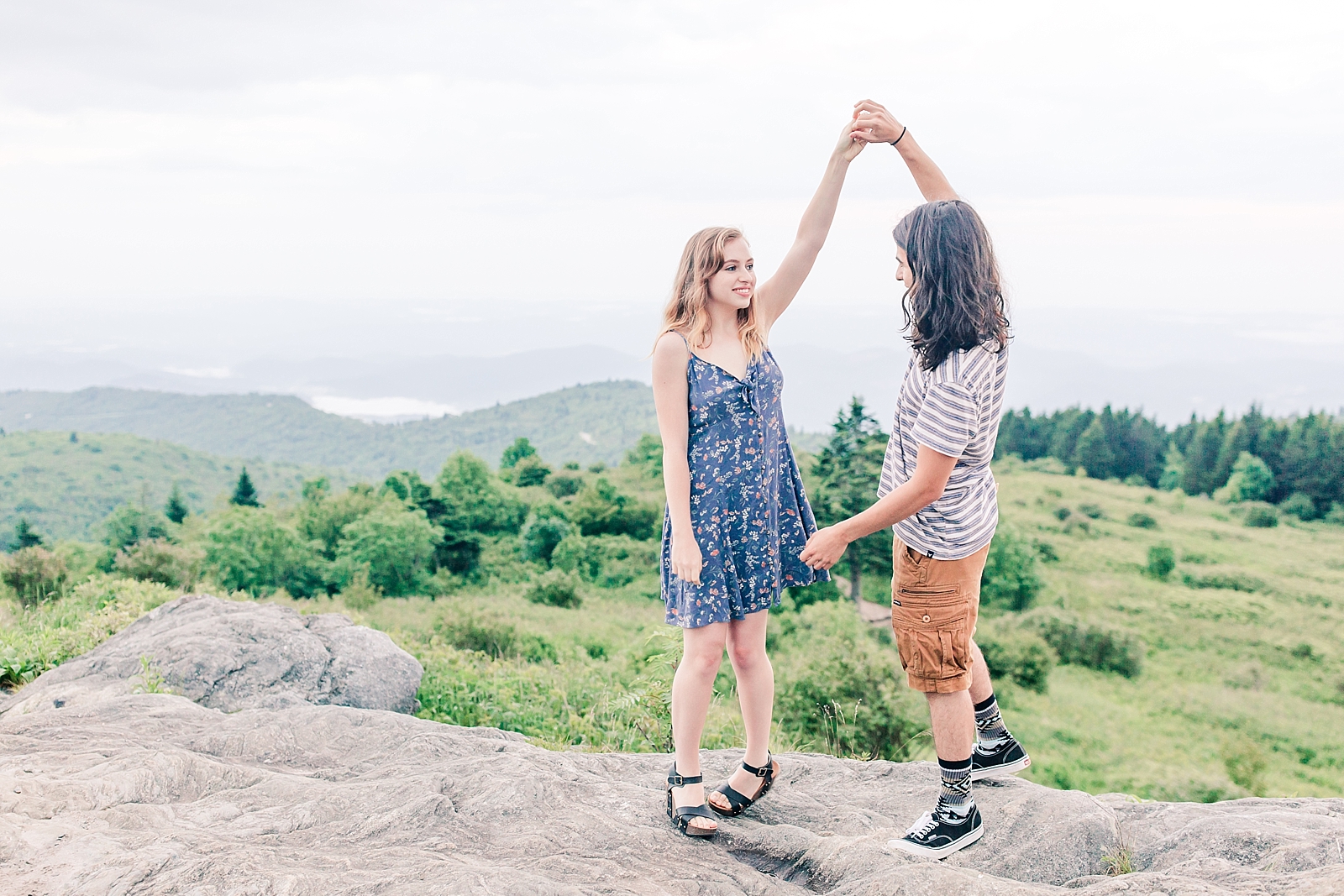 Black Balsam Knob couple twirling with mountains in the background Photo