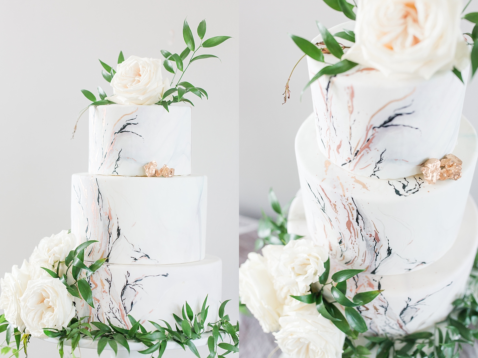 Atlanta Georgia Wedding Cake with white roses and gold leafing Photos