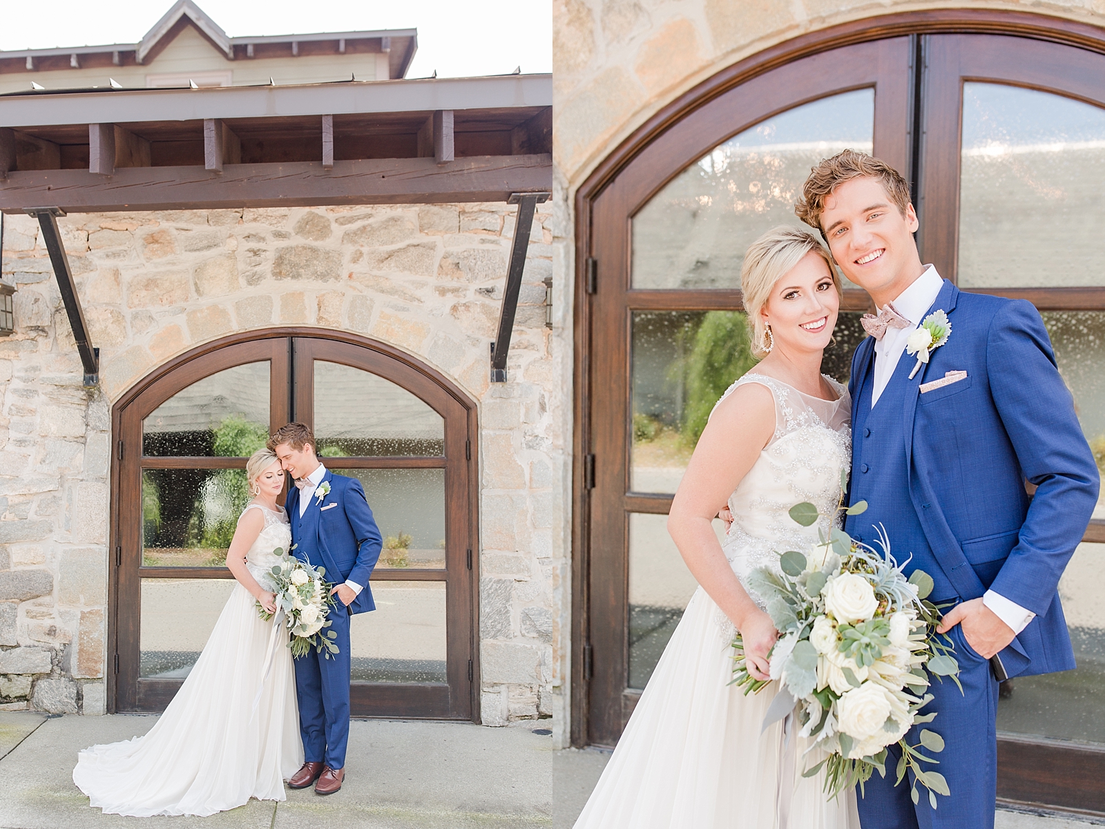 Atlanta Georgia Wedding bride and groom in front of arched doorway smiling Photos