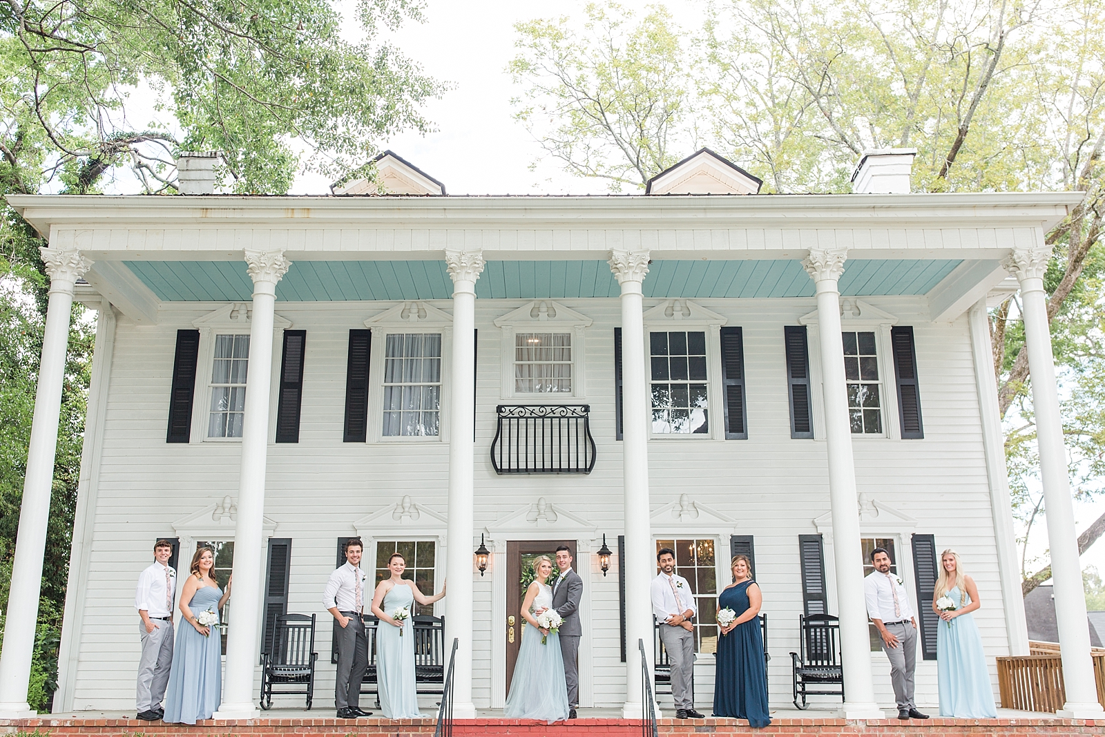 Dahlonega Wedding Venue Bridal Party Photo on Front porch of The 1888 House Photo