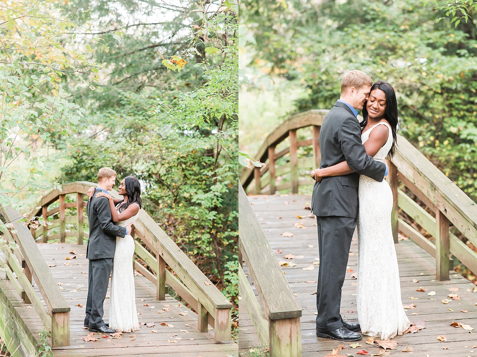 Asheville Botanical Gardens Elopement Couple smiling at each other and snuggling Photos