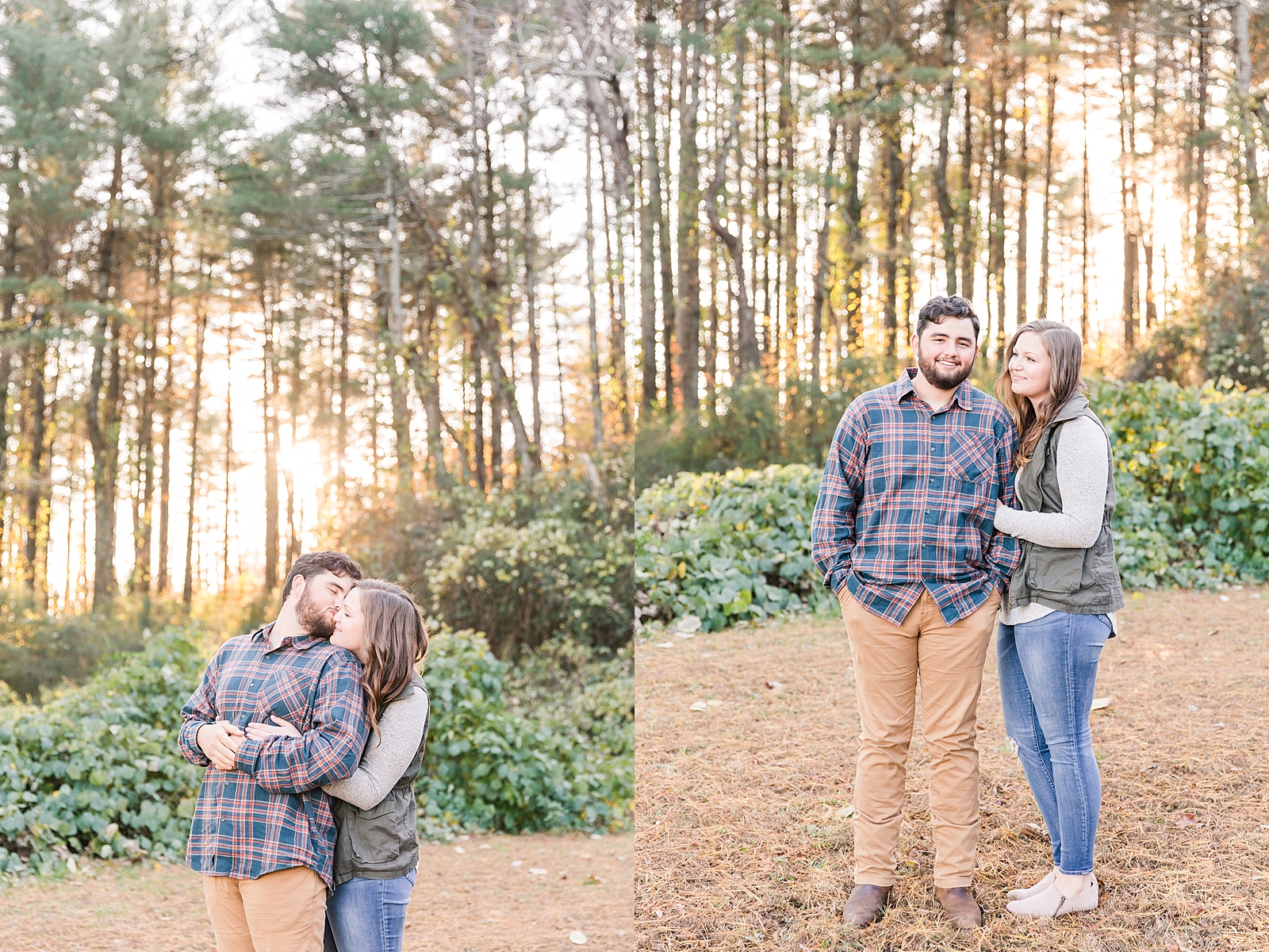 North Carolina Mountains Engagement Couple kissing and smiling Photos