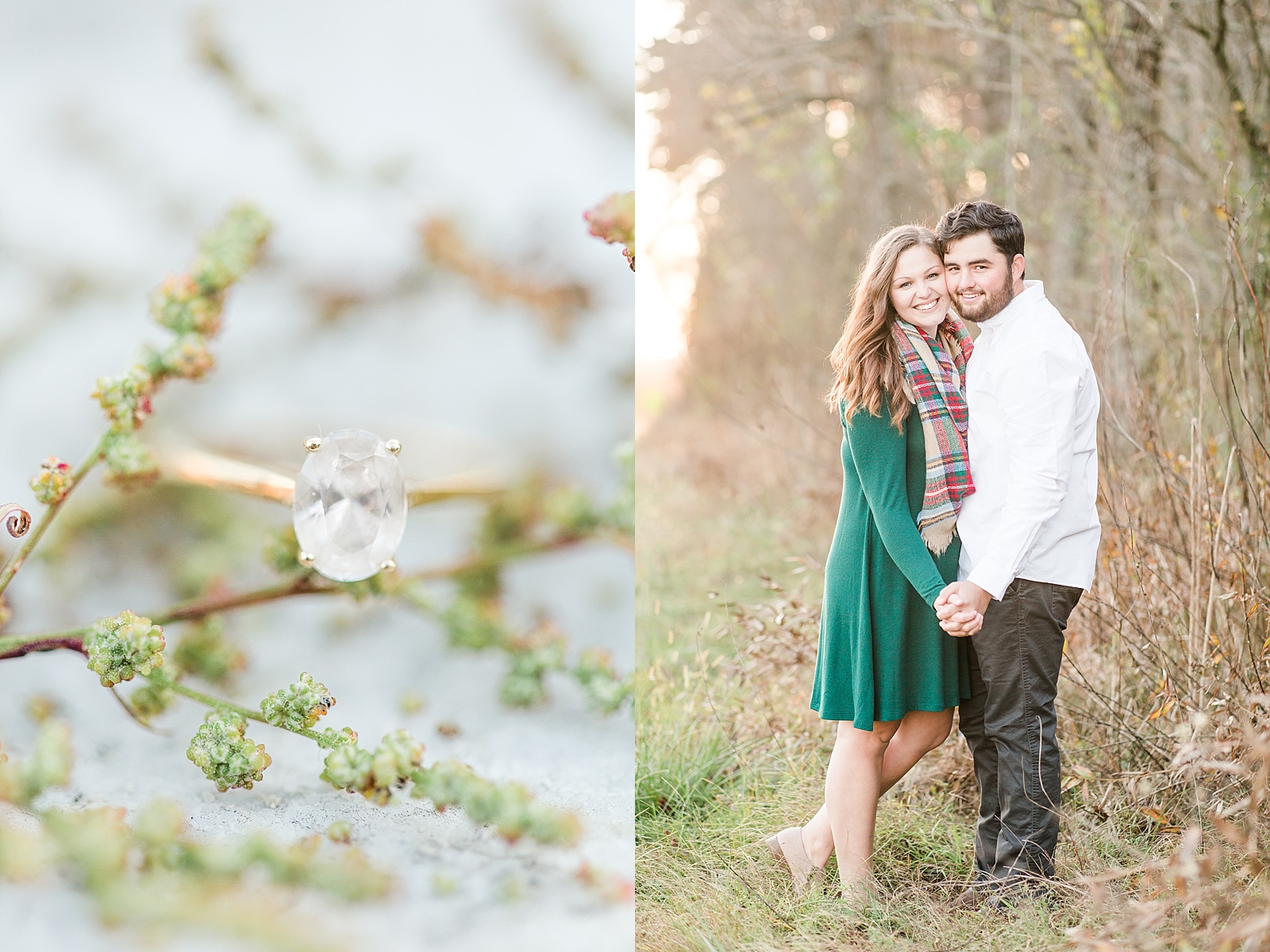 North Carolina Mountains Engagement Ring and couple smiling at the camera Photos