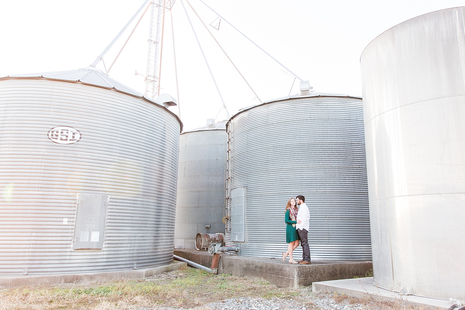 North Carolina Mountains Engagement Cassie and Evan in front of Silos Photo