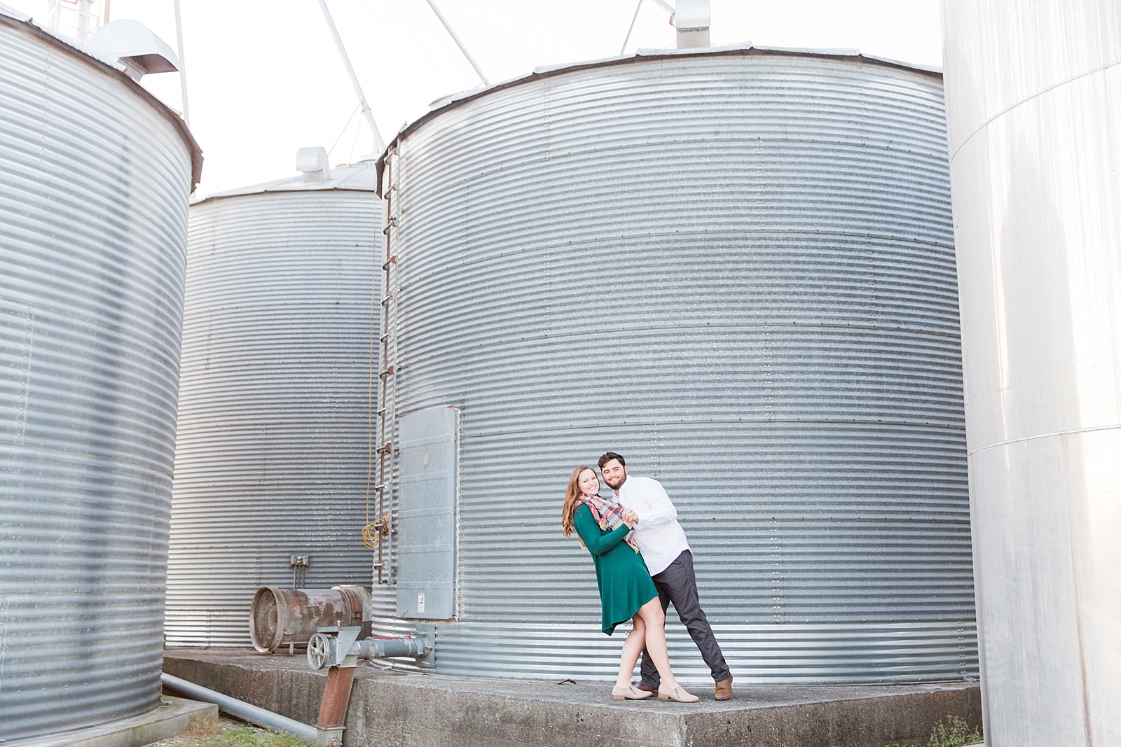 North Carolina Mountains Engagement Cassie and Evan in front of Silos Photo