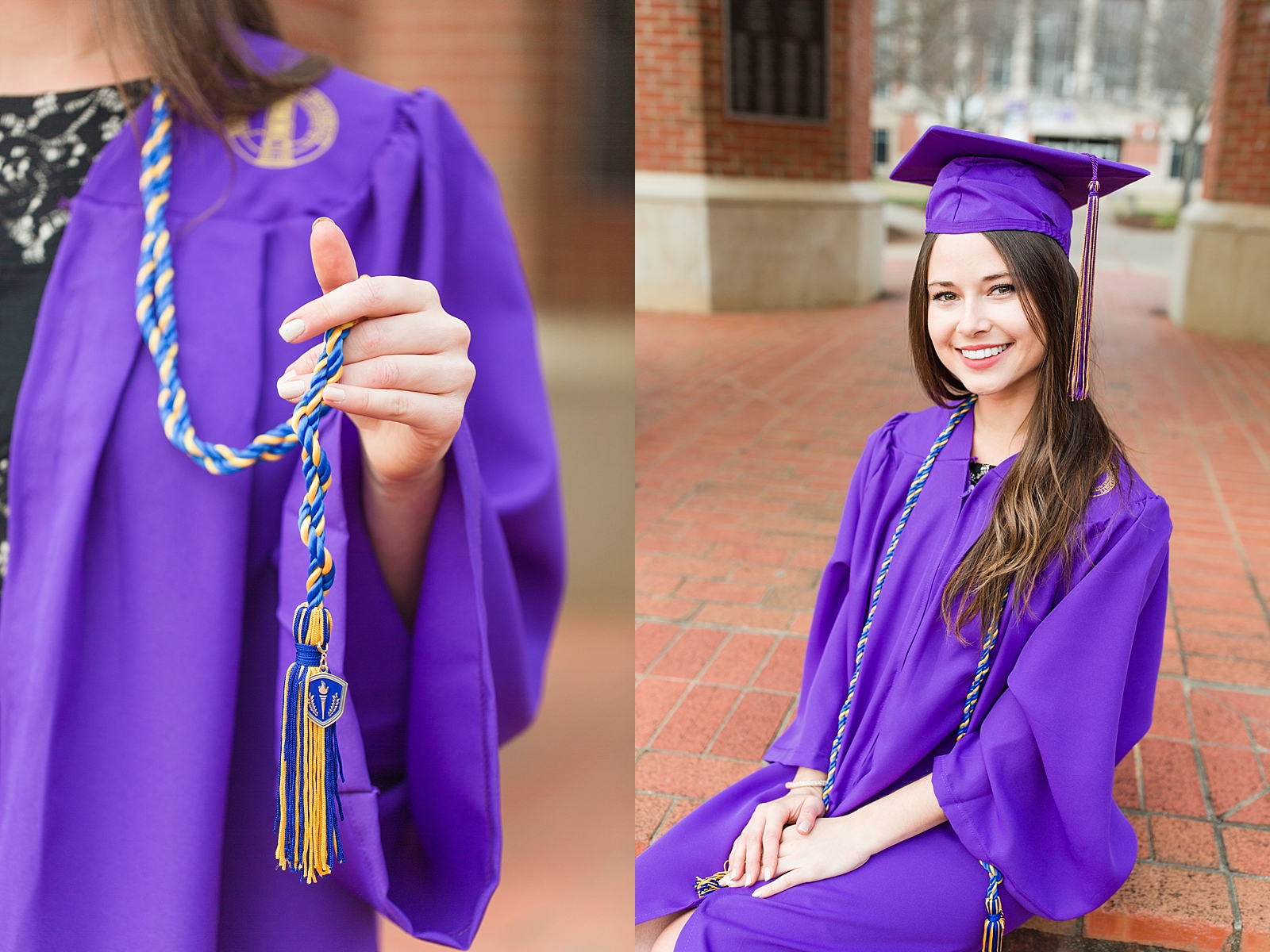 Western Carolina University Senior Sierra holding honors tassel and smiling in purple cap and gown Photos
