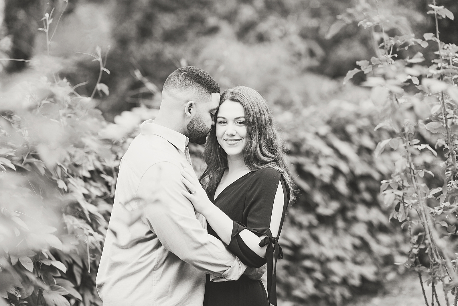St. Augustine Engagement Black and white of Couple Snuggling Photo