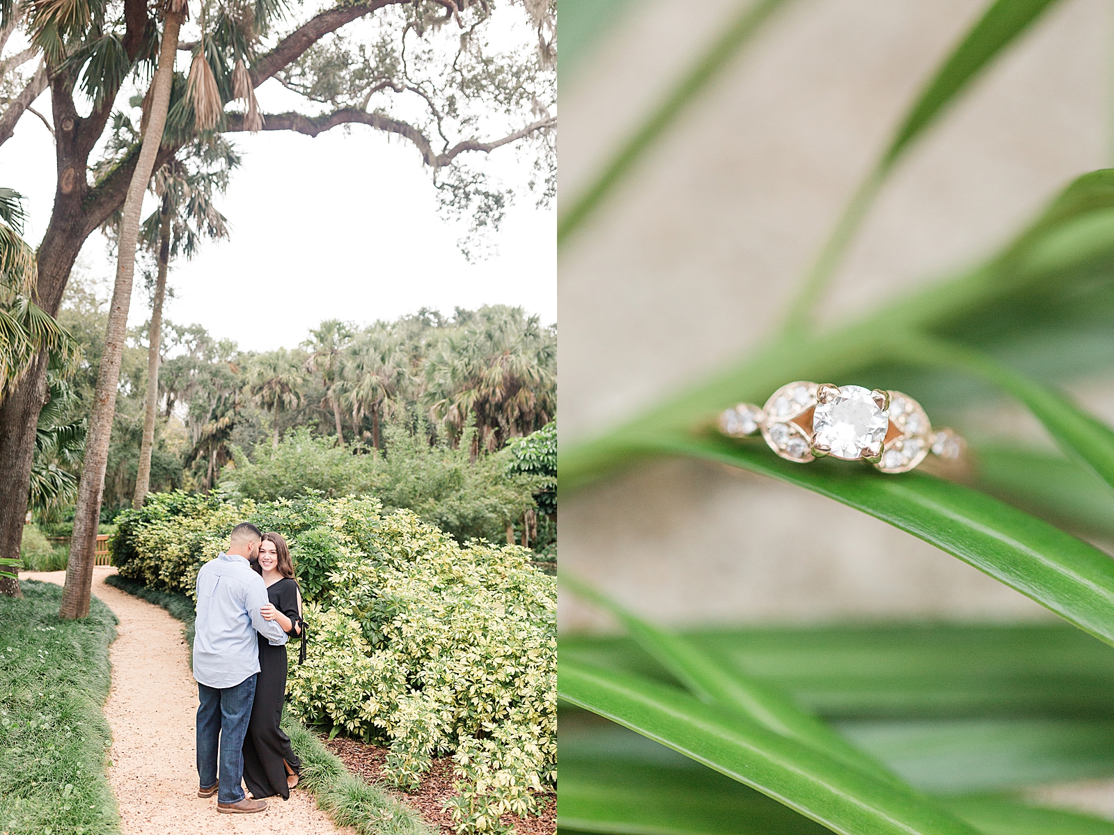 St. Augustine Engagement Nick and Chloe snuggling and detail of engagement ring Photos