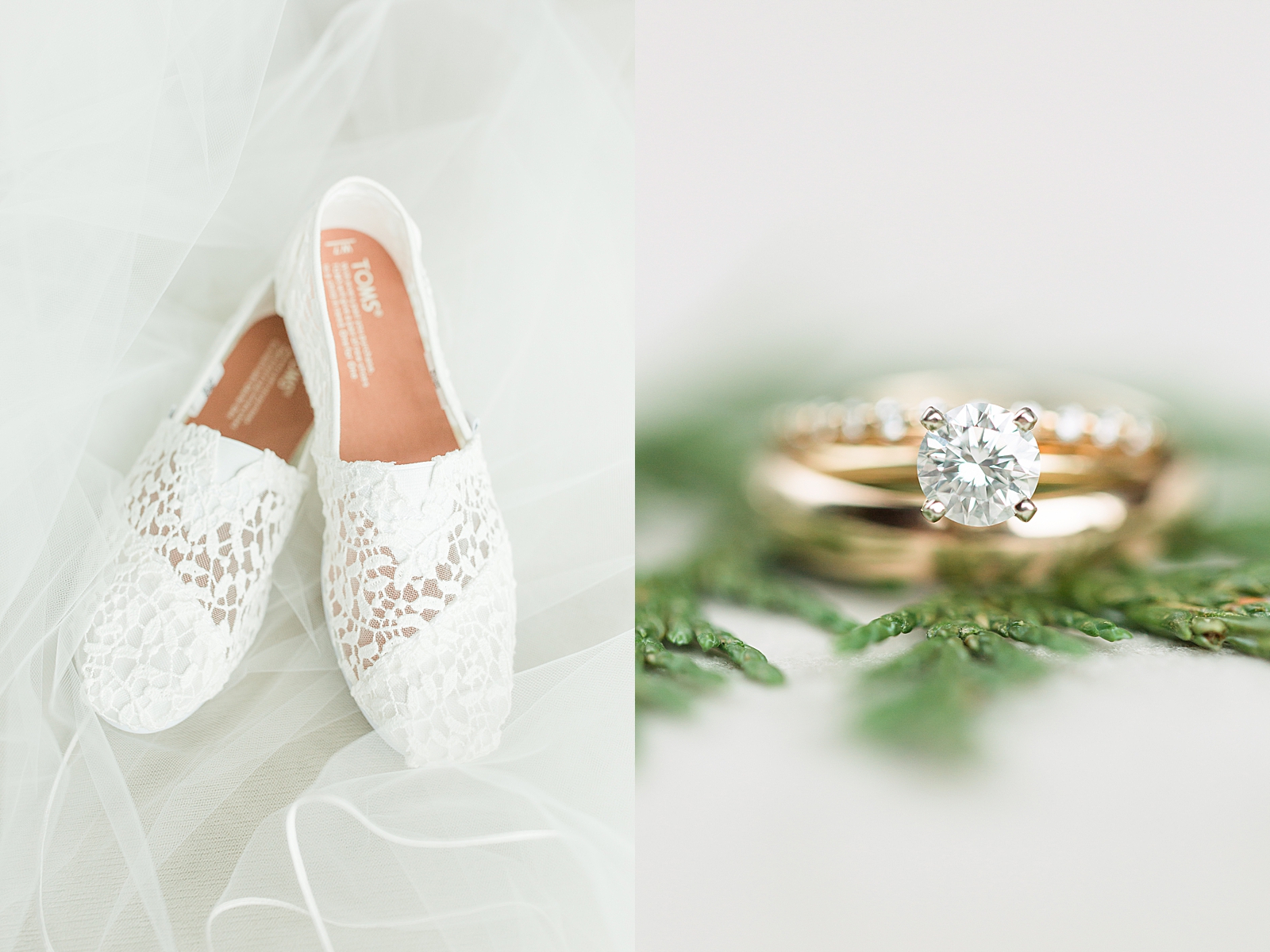 Charlotte Wedding Brides Shoes and Detail of Wedding Rings Photos