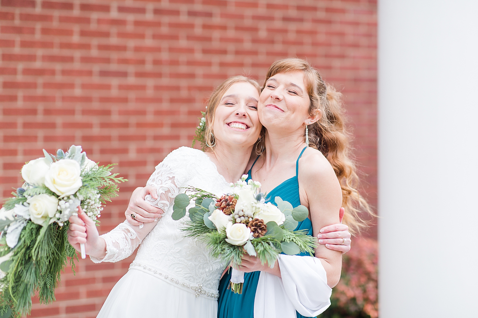Charlotte Wedding Bride hugging maid of honor and laughing Photo