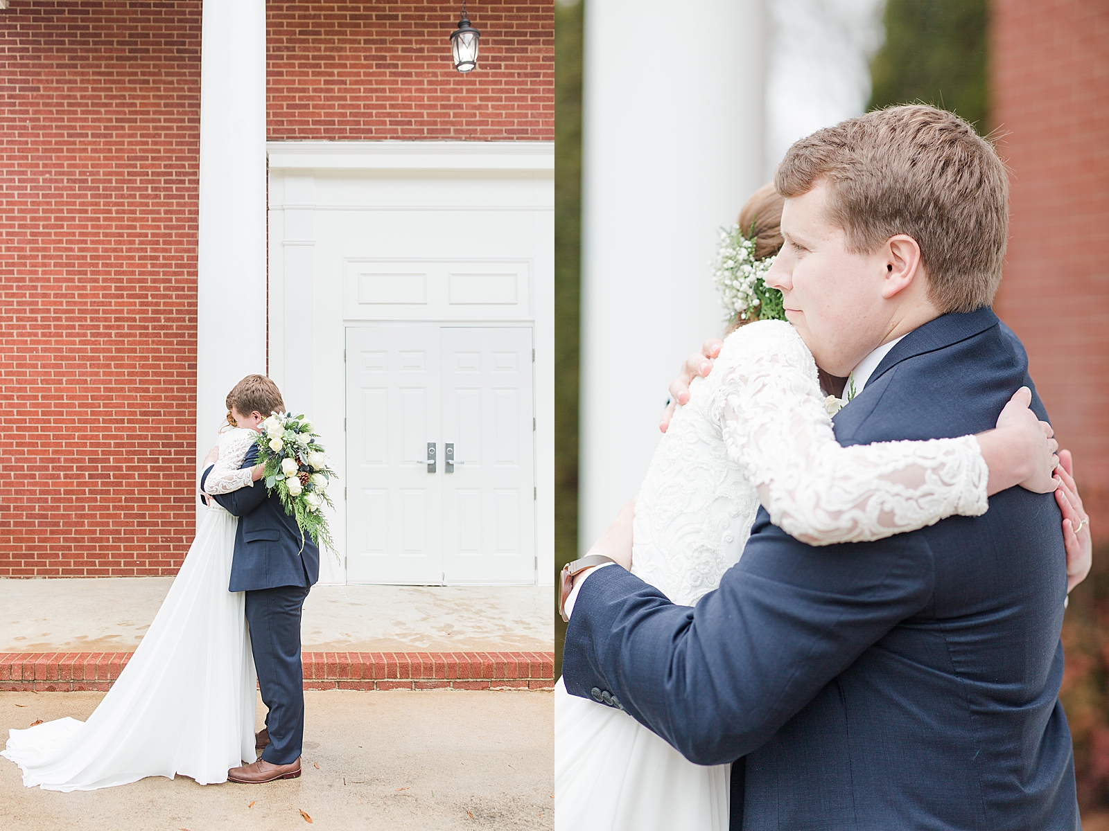 Charlotte Wedding Bride and Groom's First look hugging Photos