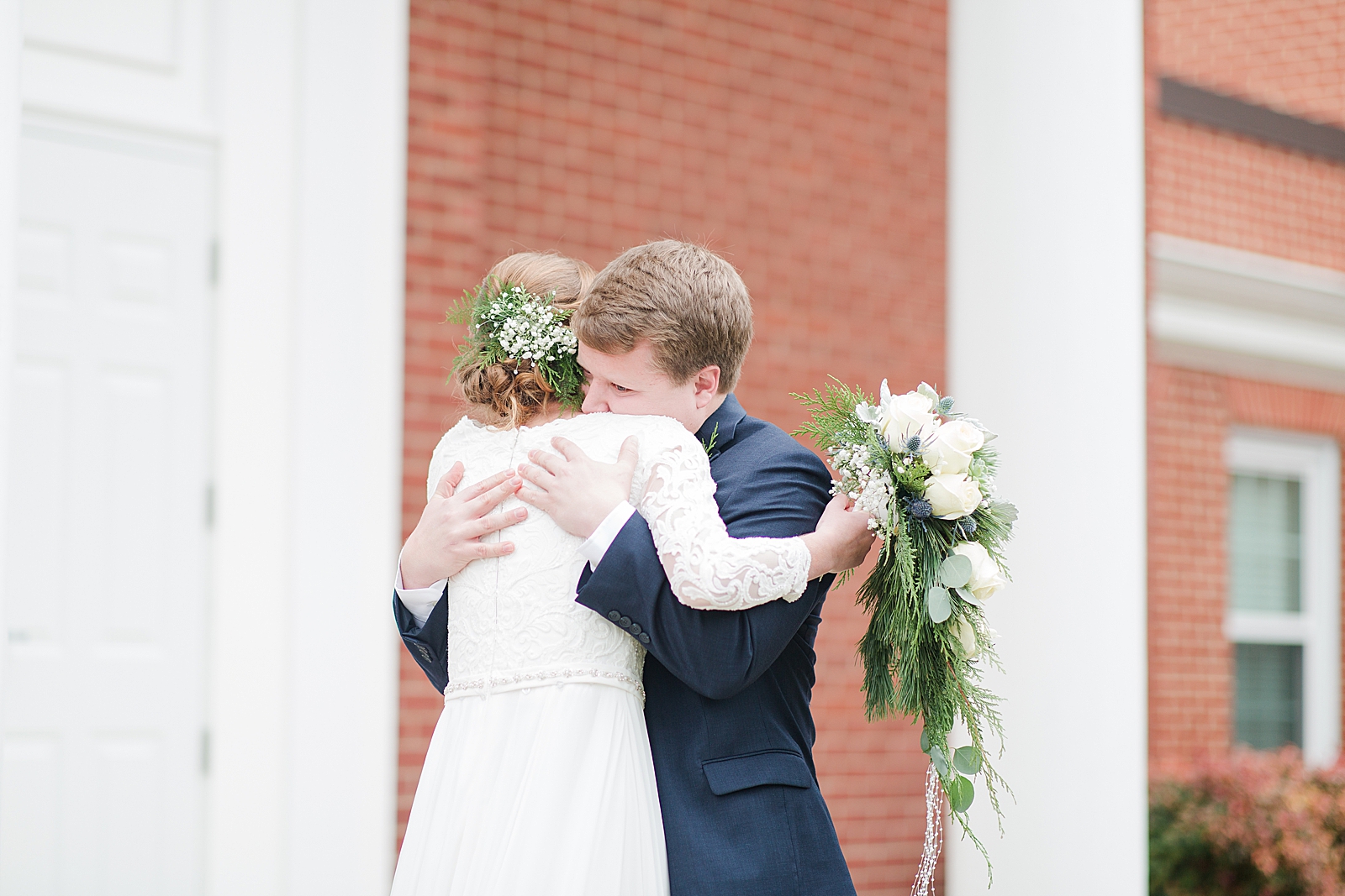 Charlotte Wedding Bride and Grooms First look hugging each other Photo