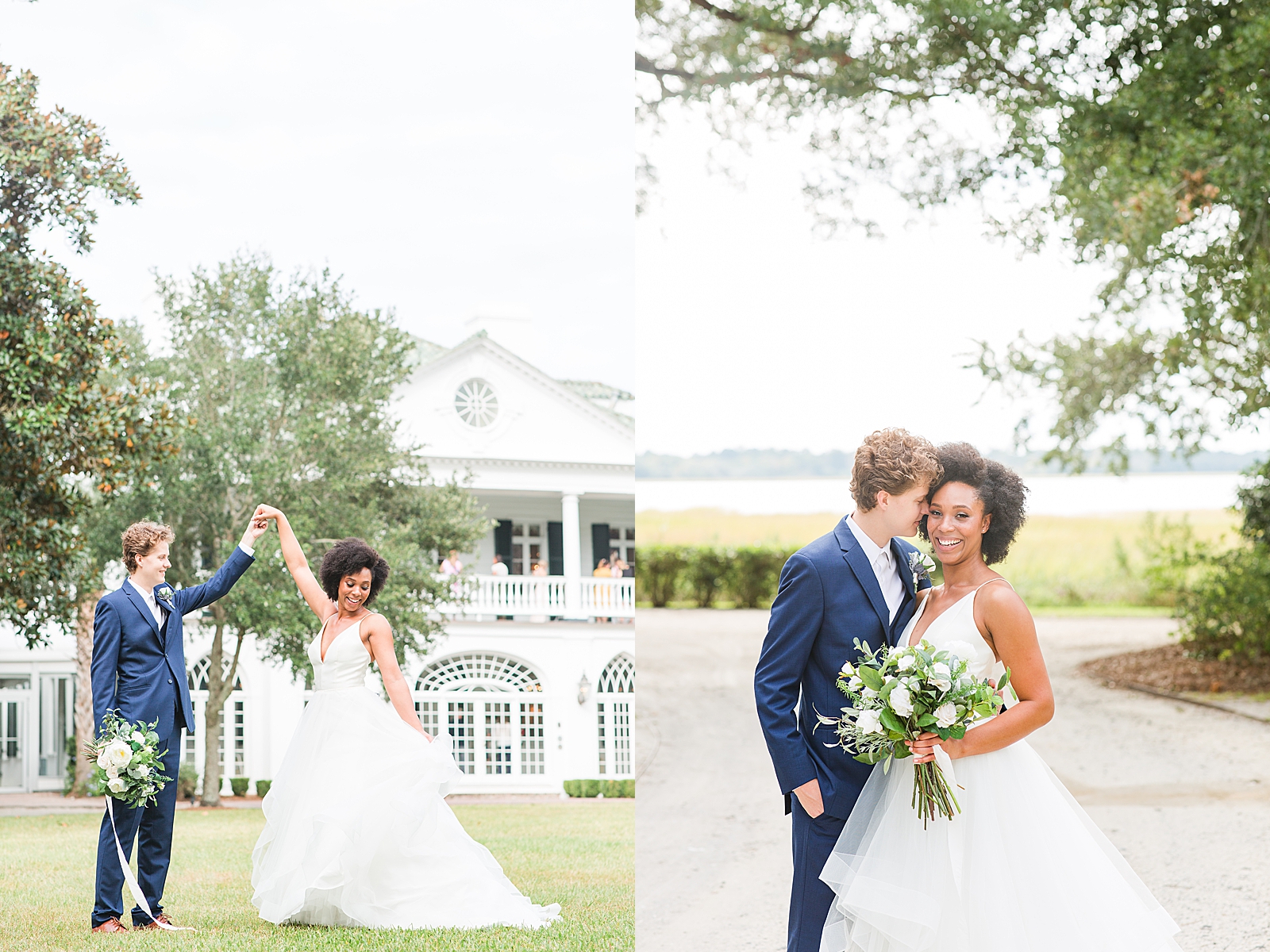 Lowndes Grove Wedding Groom Twirling Bride and Groom nuzzling bride Photos