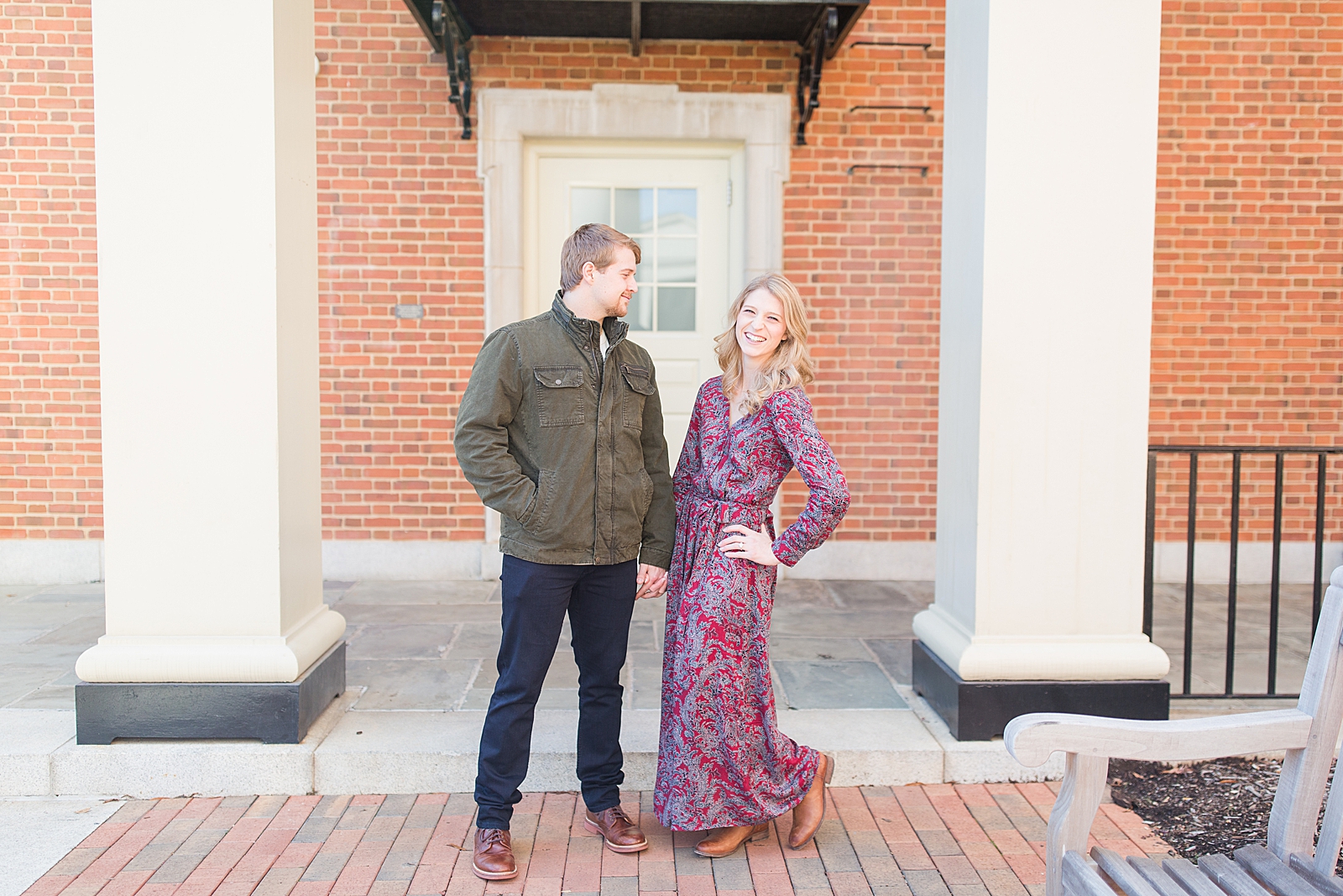 Winston-Salem Engagement Session Chris looking at Katie smiling at the camera Photo