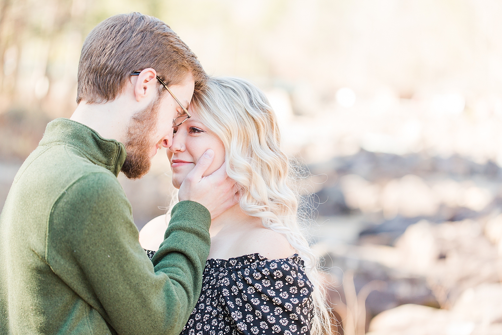 Ocoee River Engagement Session Cody and Haley nose to nose smiling at each other Photo