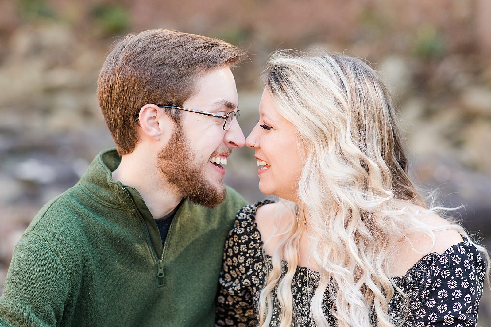 Ocoee River Engagement Session Cody and Haley nose to nose Photo