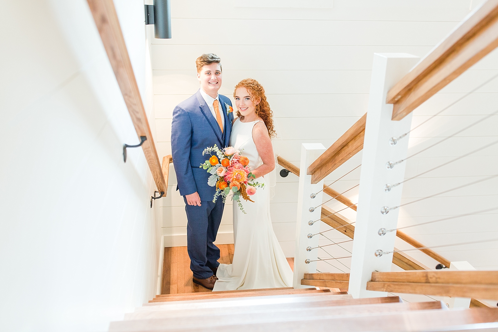 Chestnut Ridge Wedding bride and groom on stairwell Photo