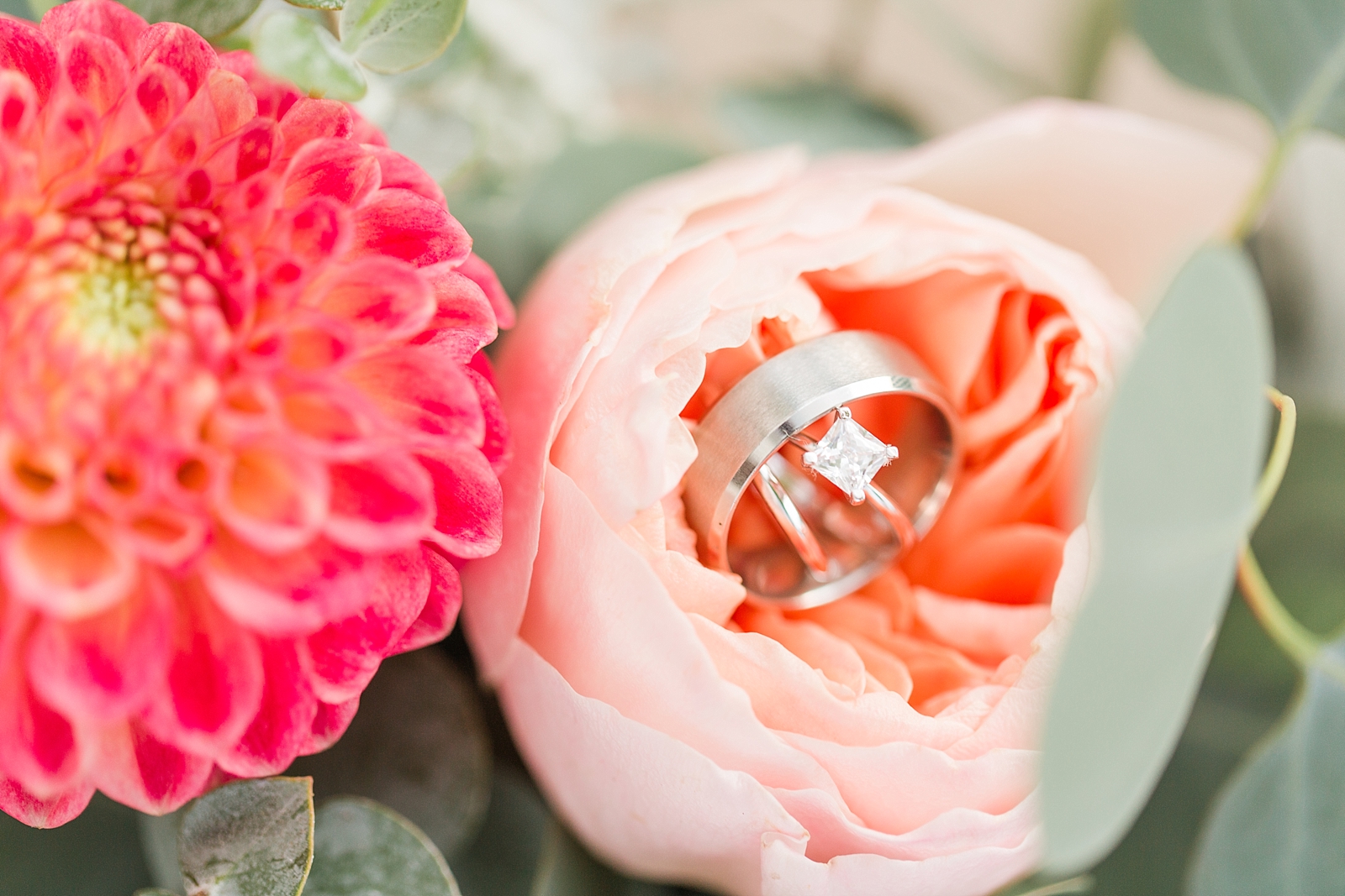 Chestnut Ridge Wedding rings in flower detail Photo